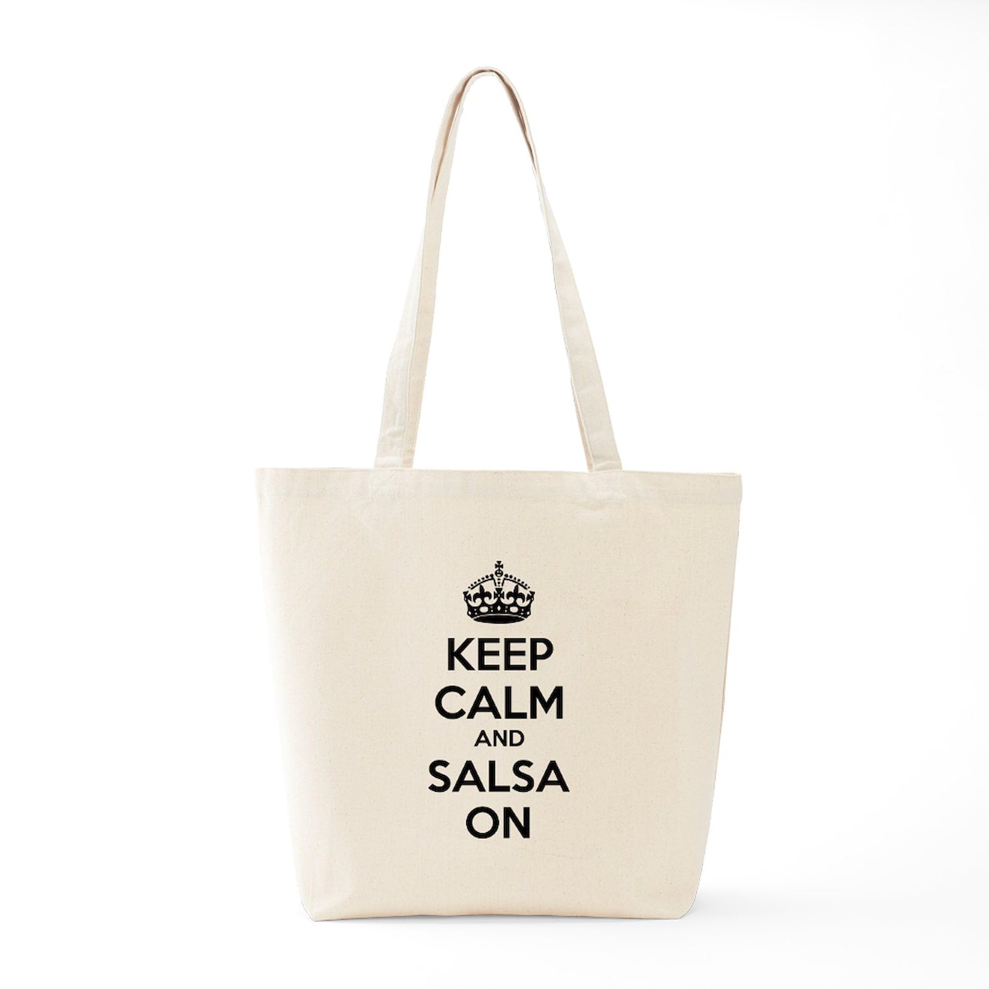 Keep Calm And Salsa On Tote Bag - Natural Canvas Reusable Shopping Bag for Groceries, Beach & Everyday Use | Eco-Friendly Cotton Tote