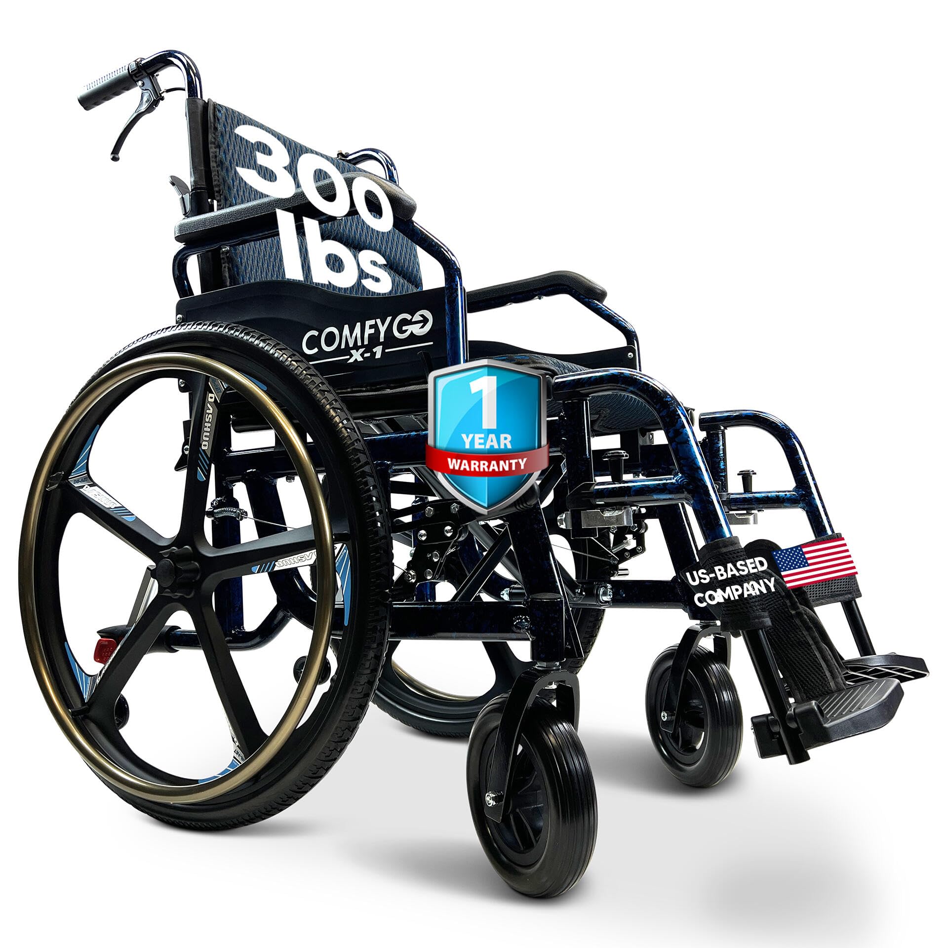 Ultra Lightweight Folding Manual Wheelchair for Adults - 17.5