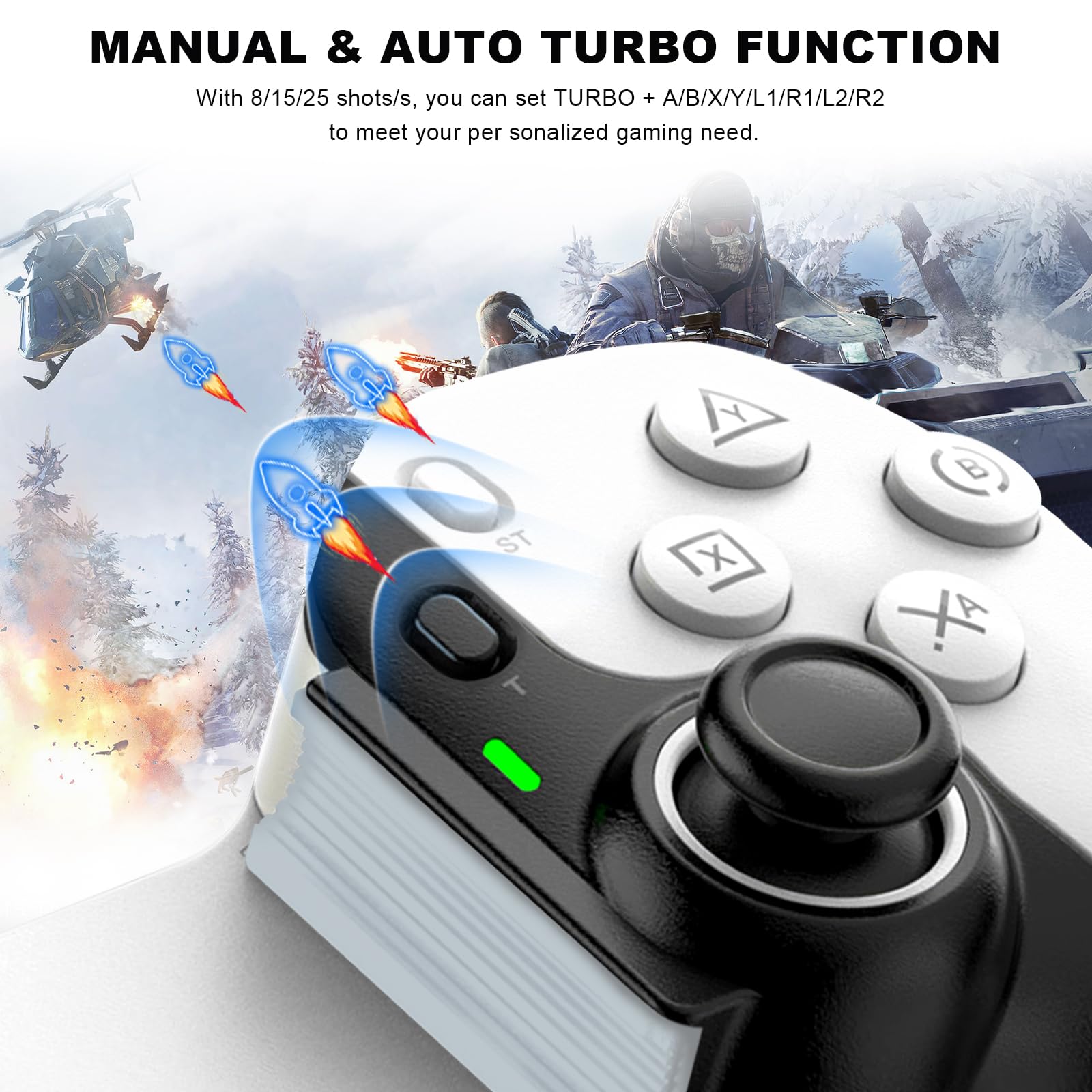 Megadream Wireless Gamepad for iPad, iPhone, Android, PC, Switch - Turbo, Cloud Gaming, PS5/Xbox Support - Perfect for COD & Mobile Gaming