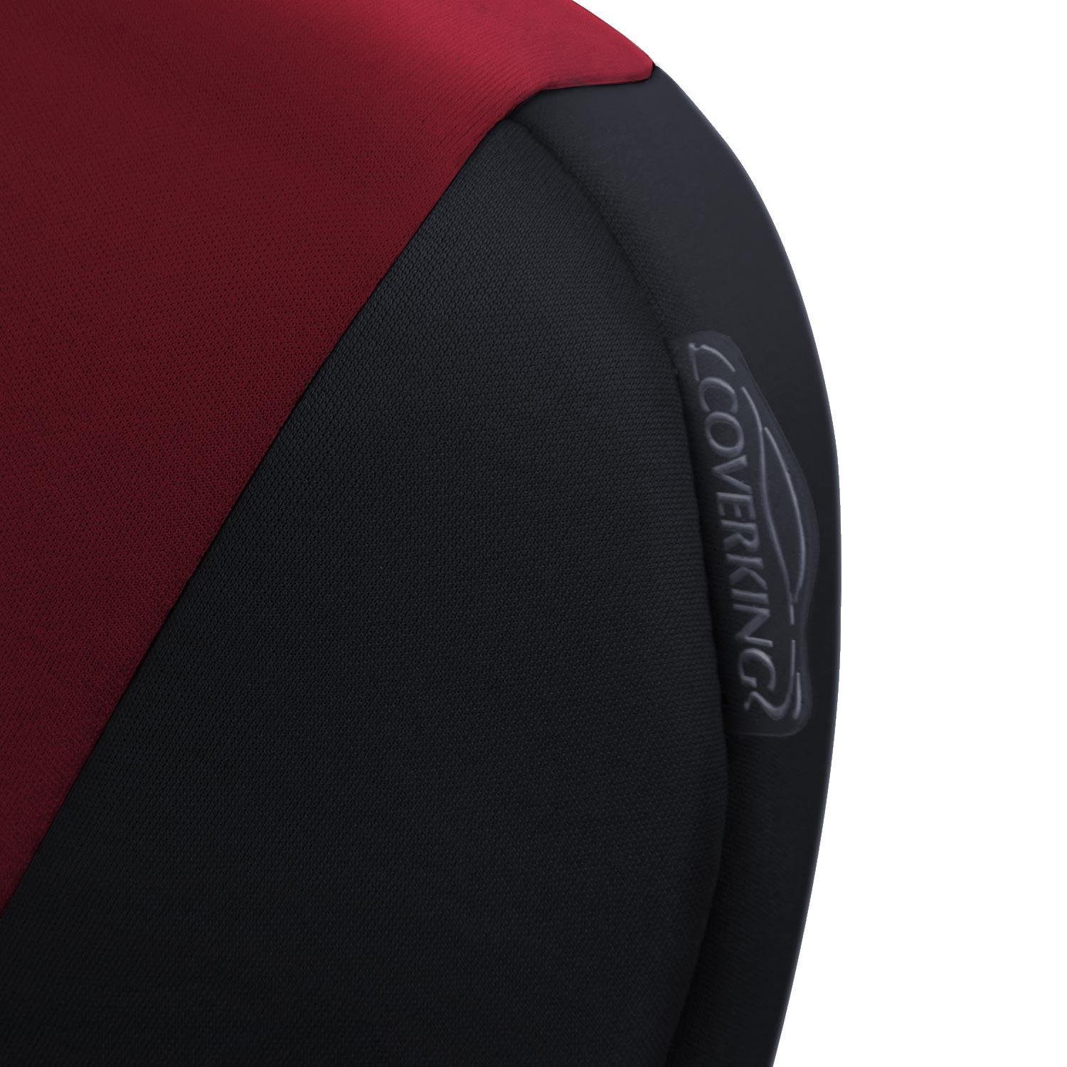 Coverking Custom Fit Rear 50/50 Split Bench Seat Cover for Fiat 500 - Neosupreme Fabric (Red/Black) | Durable Protection & Style Upgrade for Cars, Trucks & SUVs | Perfect for Daily Commute, Road Trips & Pet Transport