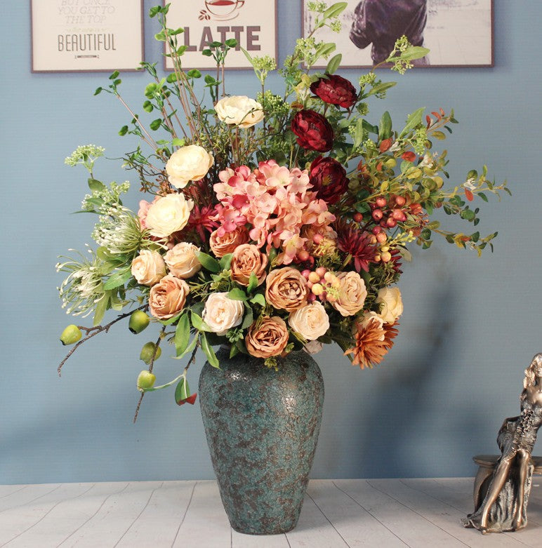 Creative Modern Artificial Floral Arrangement - Large Silk Flower Bouquet for Bedroom Decor, Table Centerpiece, Wedding & Home Interior Design | Faux Flowers for Living Room, Office, Dining Table Decoration