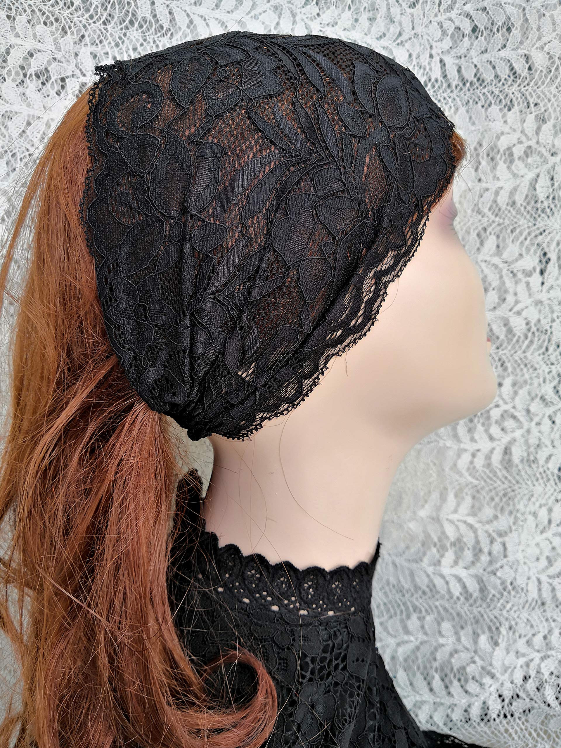 Stretch Lace Turban Headbands for Women - Wide Yoga Headwraps & Fashion Hair Accessories (Black) - Perfect for Yoga, Workouts, and Everyday Style