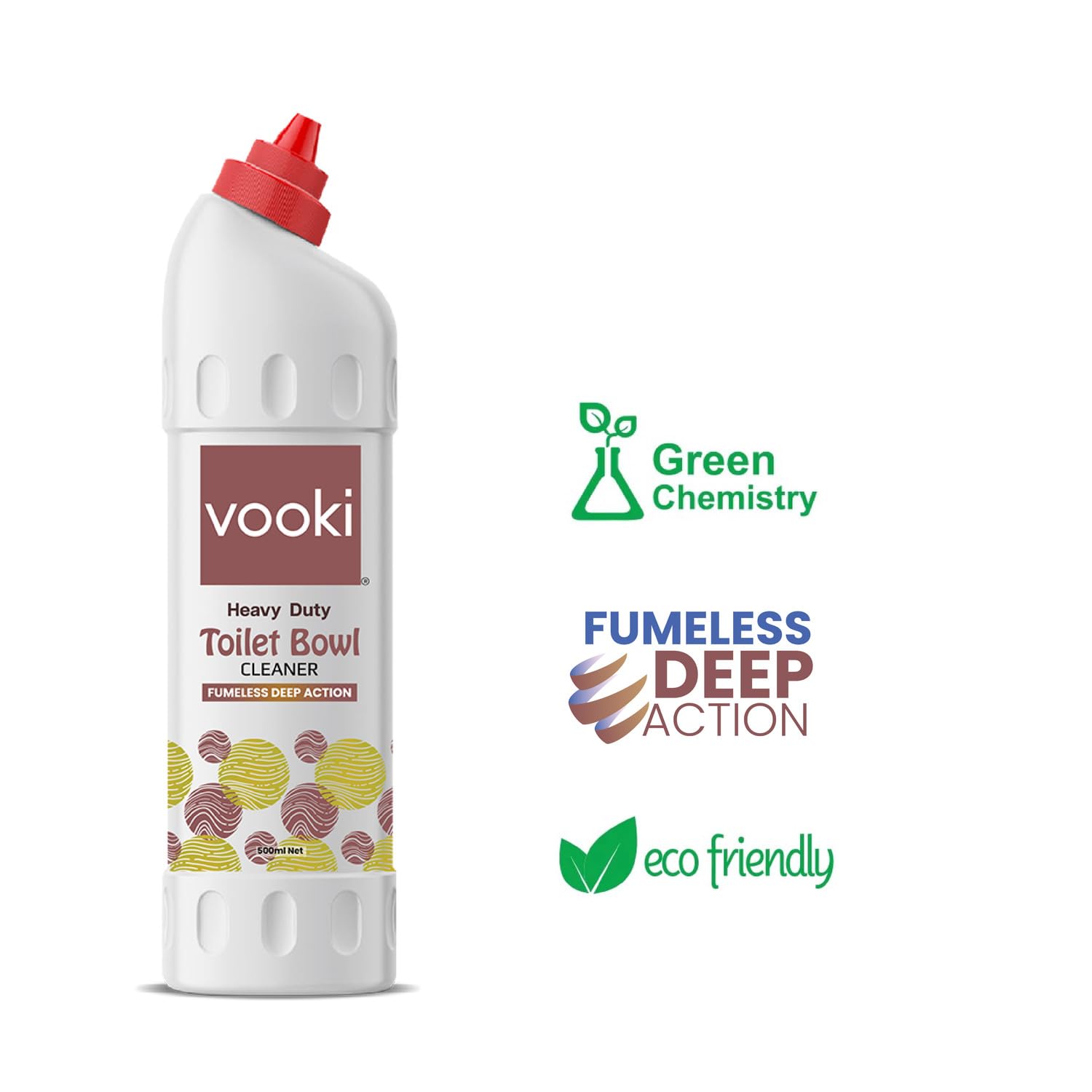 Vooki Heavy Duty Toilet Cleaner - Fumeless Deep Cleaning Liquid for Toilet Bowls, 500ml (Pack of 2) - Ideal for Home, Commercial & RV Use - Removes Stubborn Stains & Eliminates Odors