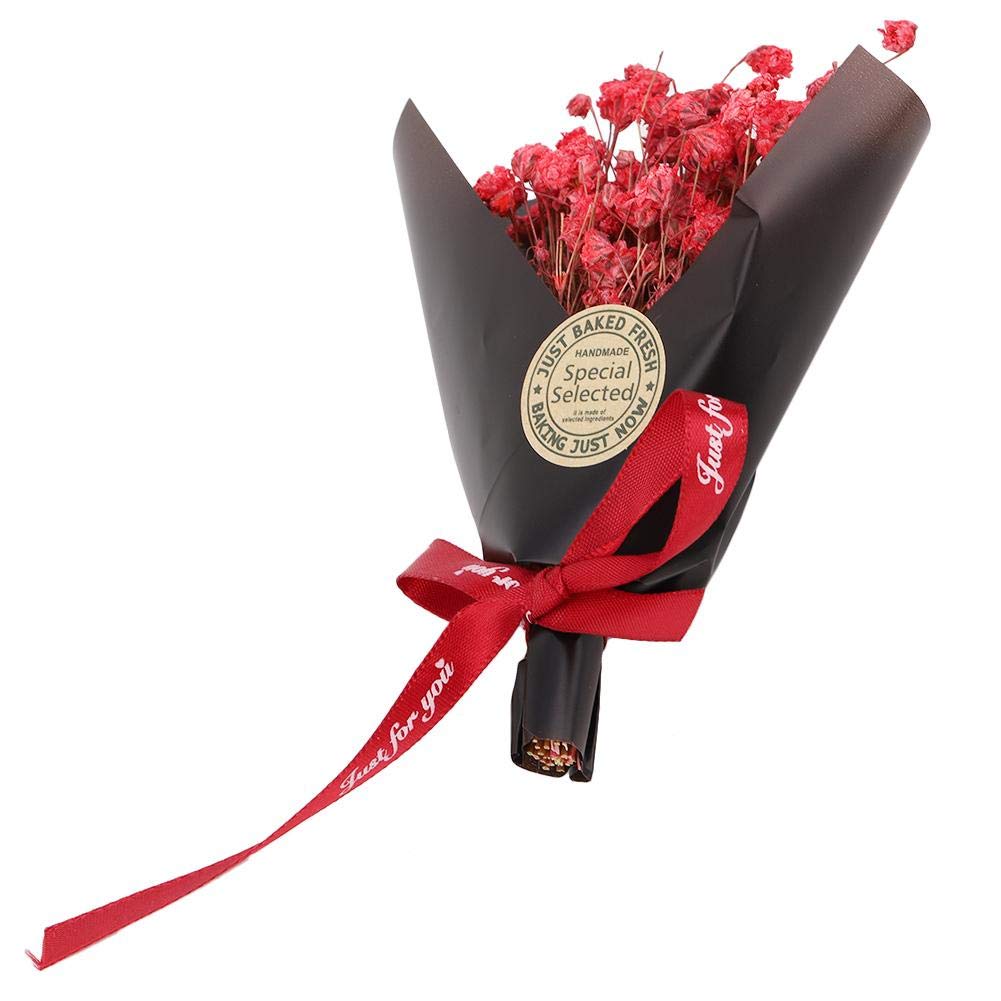 Aqur2020 Mini Bouquet - Safe & Beautiful Artificial Flowers for Wedding Decorations, Party Centerpieces, Bridal Shower (Black Paper with Red Star & Ribbon) | Perfect for Table Settings, Gift Toppers & Home Decor
