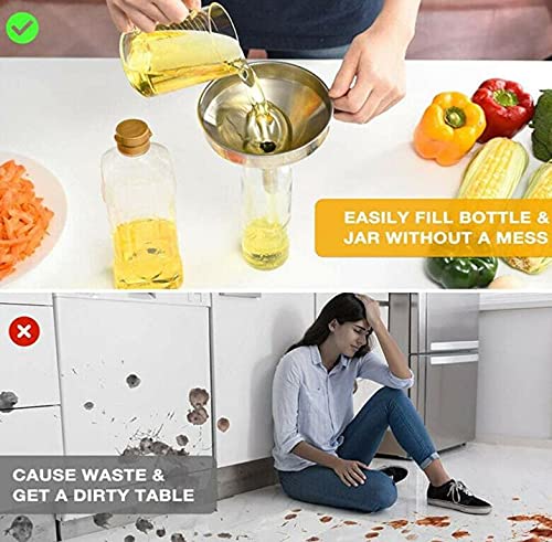 TIJAR 10cm Stainless Steel Funnel - Food Grade Kitchen Funnel with Ring Holder, Dishwasher Safe for Easy Storage - Perfect for Cooking, Baking, Oil Transfer & DIY Projects