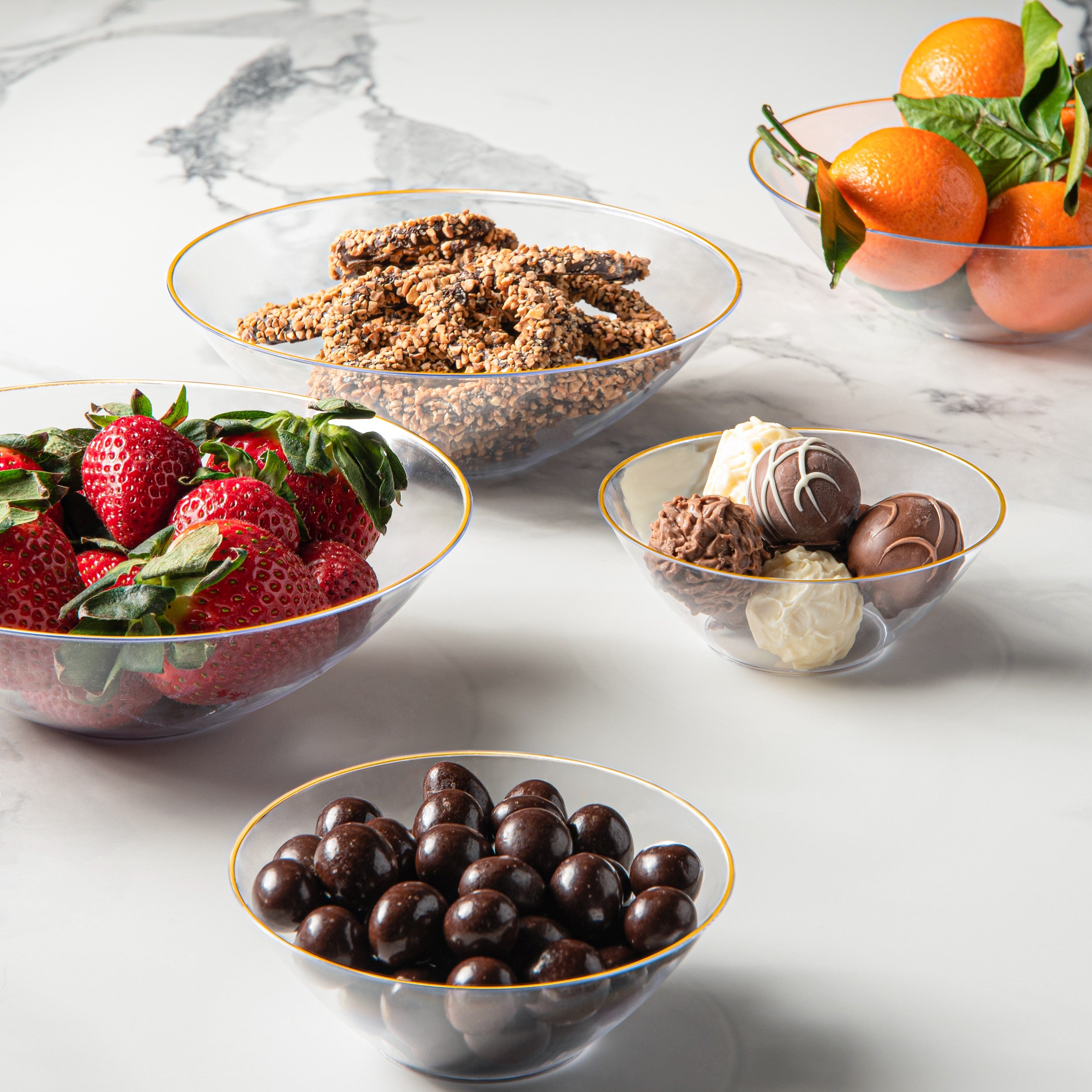 5 Inch Round Plastic Dessert Bowls (6 Ounce) 20 Pack - BPA Free, Eco-Friendly & Reusable - Perfect for Ice Cream, Pudding, Fruit Salad & Party Serving - Dishwasher Safe & Stackable Storage
