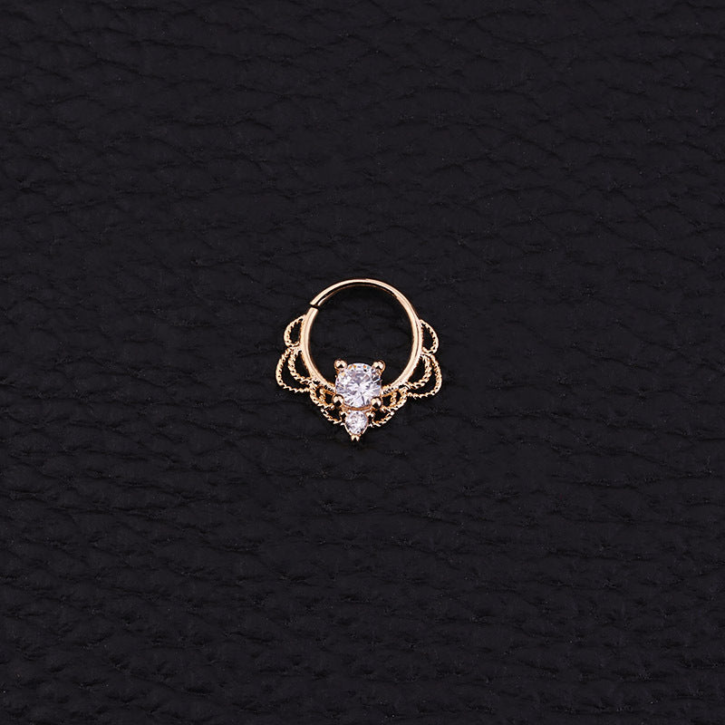 20G 18K Gold Dainty Indian Nose Ring, Elegant Gold Septum Ring for Women - Perfect Nose Jewelry for Parties, Weddings & Festive Occasions | HSER8536