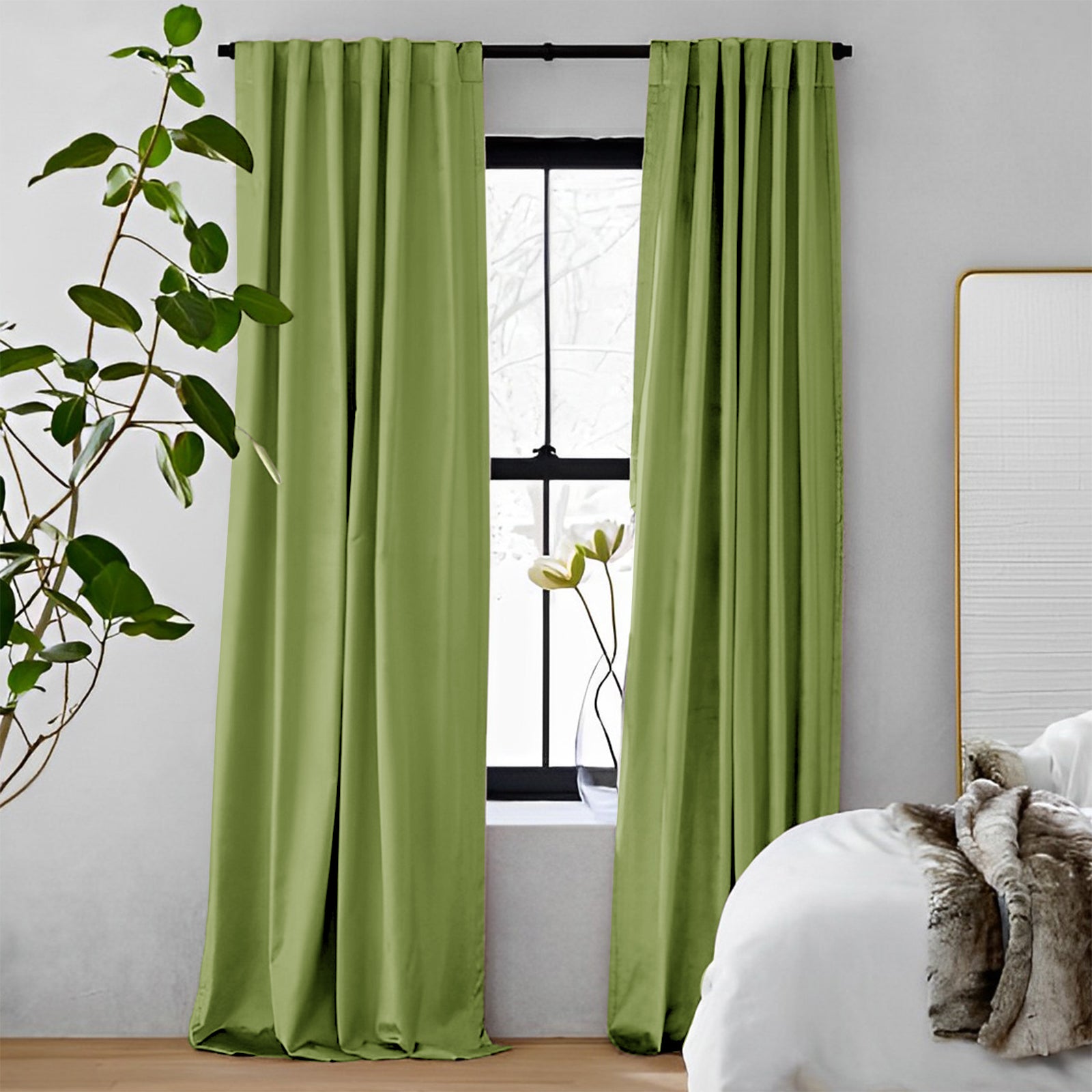 Luxury Heavyweight Blackout Curtains - Cream White & Velvet Fabric for Complete Darkness | Soft Top Back Tab Drapes for Bedroom & Living Room | Noise Reducing & Thermal Insulated Window Treatments