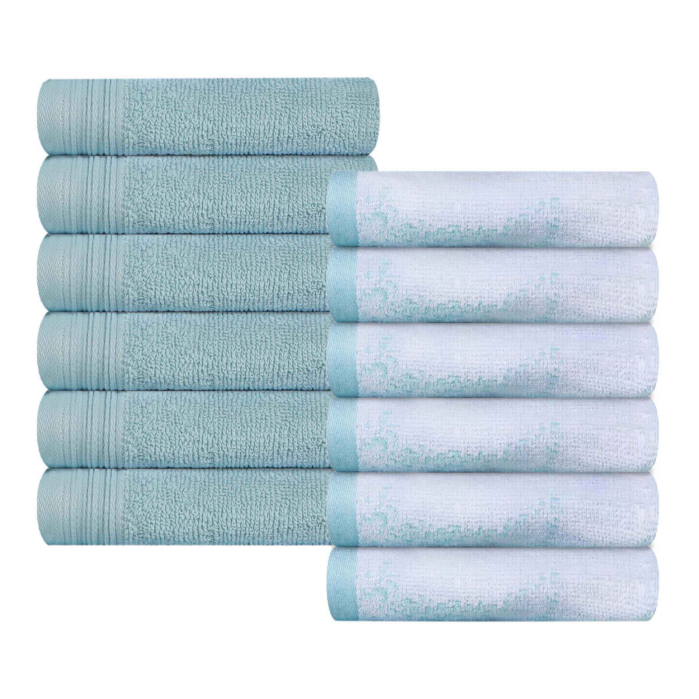 12-Pack Quick-Dry Cotton Face Towels - Solid & Marble Design for Gym, Travel, Spa, and Home Use | Soft & Absorbent Bath Towel Set