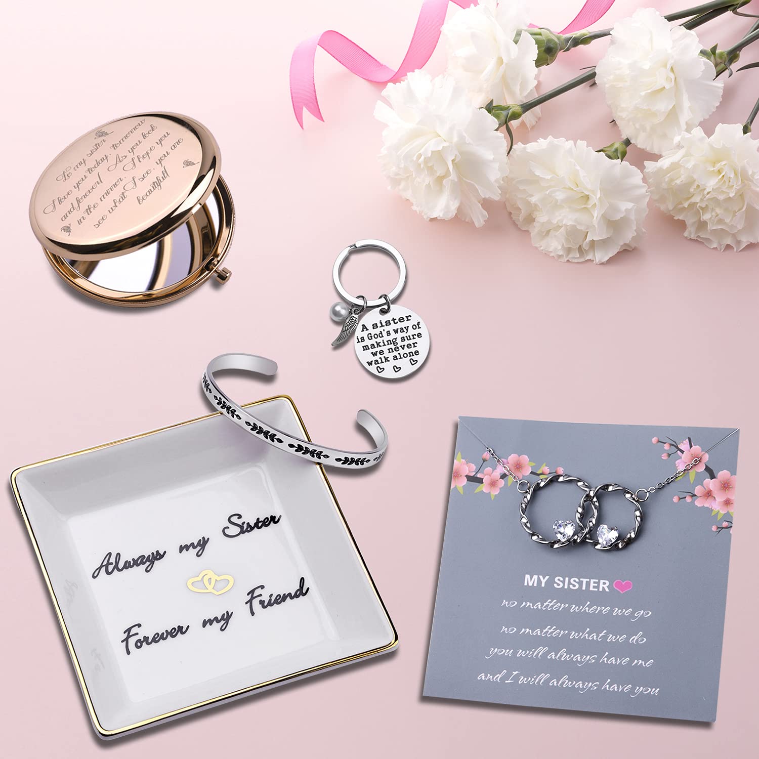 Best Birthday Gifts for Women - Thoughtful Sister Jewelry Set (Necklace & Bracelet) - Perfect Christmas, Graduation, Mother's Day & Thanksgiving Presents - Meaningful Gifts for Female Friends & Sisters - Ideal for Special Occasions & Heartfelt Moments