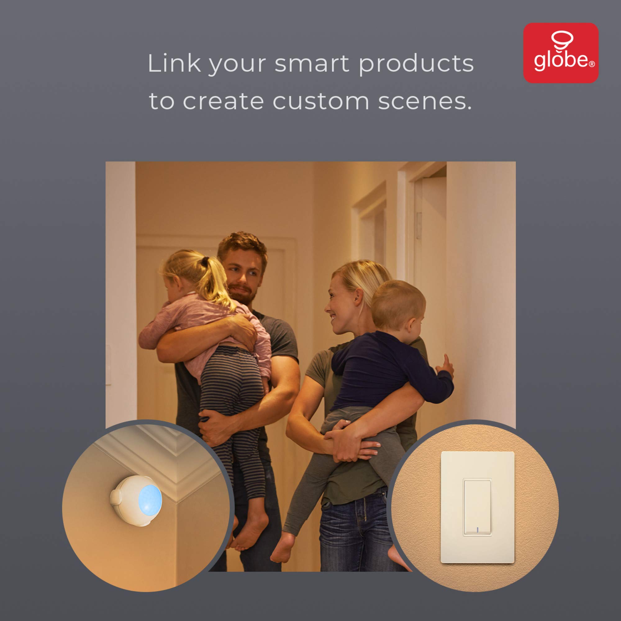 Globe Electric 50200 Smart Plug - WiFi Outlet for Home Automation, Works with Alexa & Google Assistant - Control Lights & Appliances Remotely | Perfect for Living Room, Bedroom & Office Use