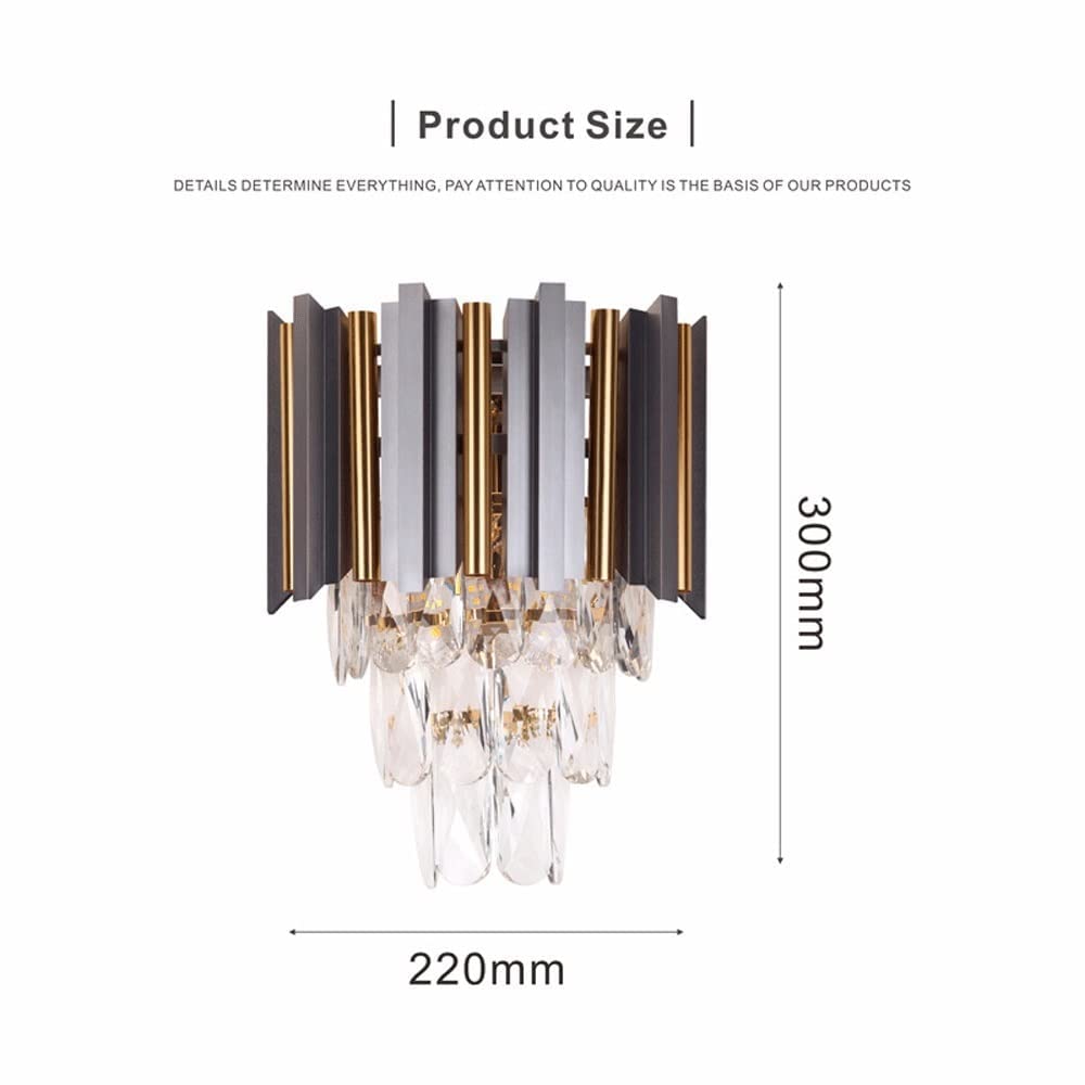 Postmodern Crystal Wall Lamp with Black Metal Sconce - E14 Bedside Lighting Fixture for Bedroom, Living Room & Hotel Decor | Elegant Home & Dining Room Wall Light for Modern Interiors