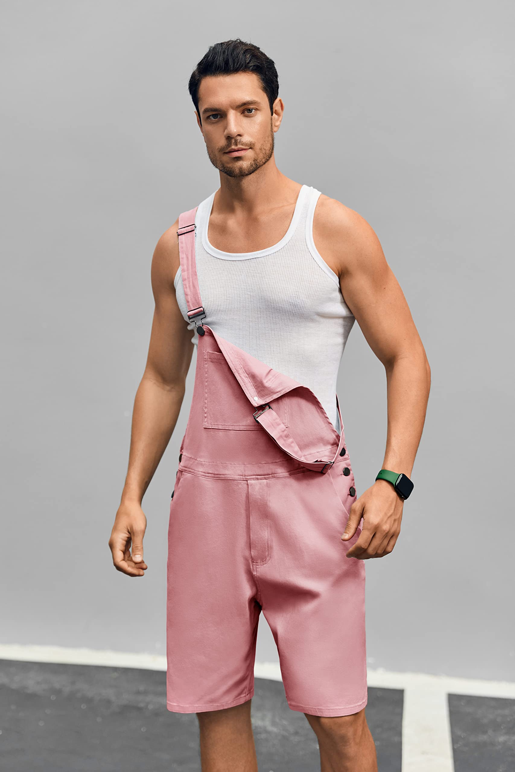 Runcati Men's Casual Bib Overalls - Lightweight Cotton Denim Jumpsuit with Pockets, Loose Fit Romper for Summer | Perfect for Outdoor Activities, Gardening, and Casual Wear