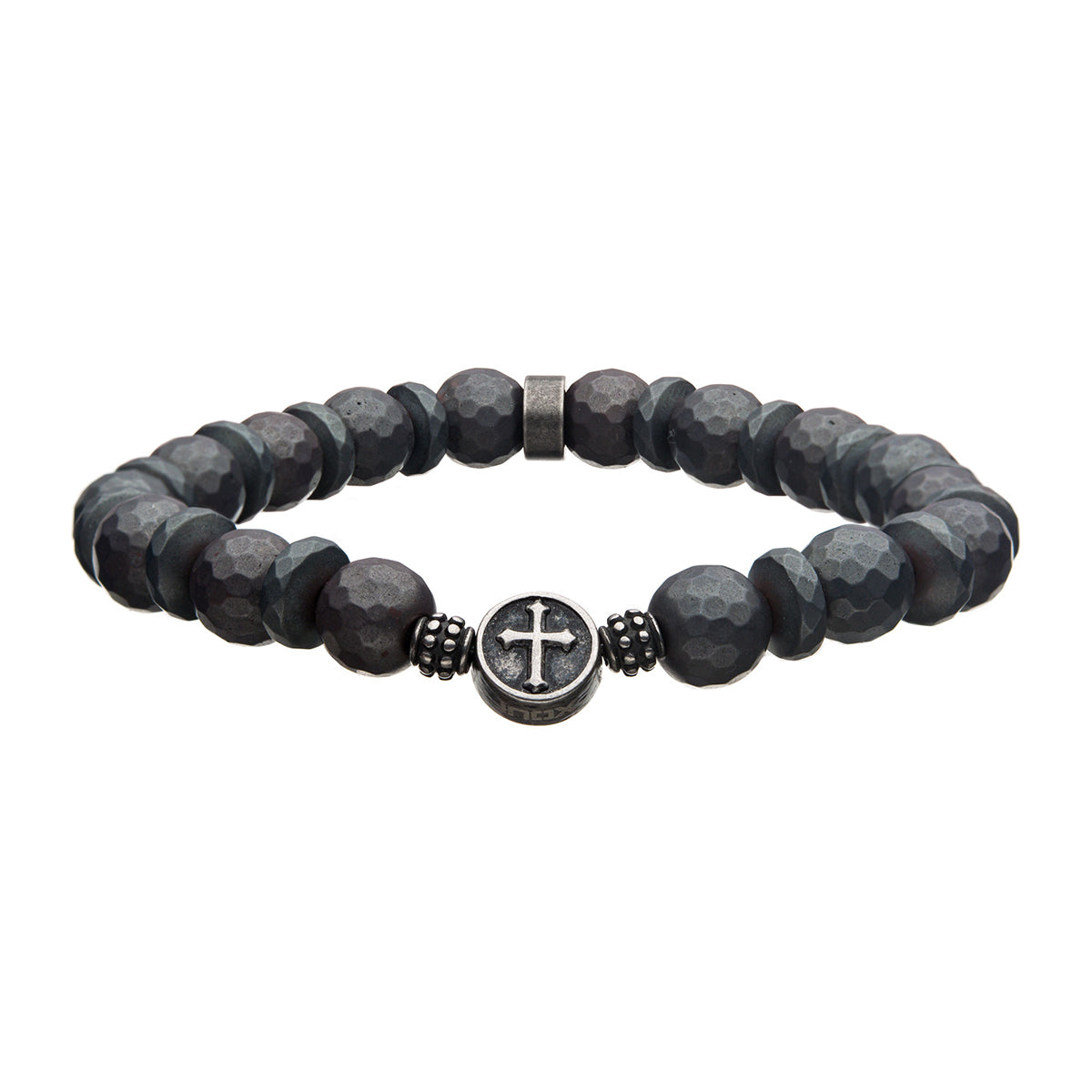 10mm Hematite Beaded Bracelet with Gray Silicone String - Healing Stone Jewelry for Stress Relief & Energy Balance - Perfect for Meditation, Yoga & Spiritual Practices