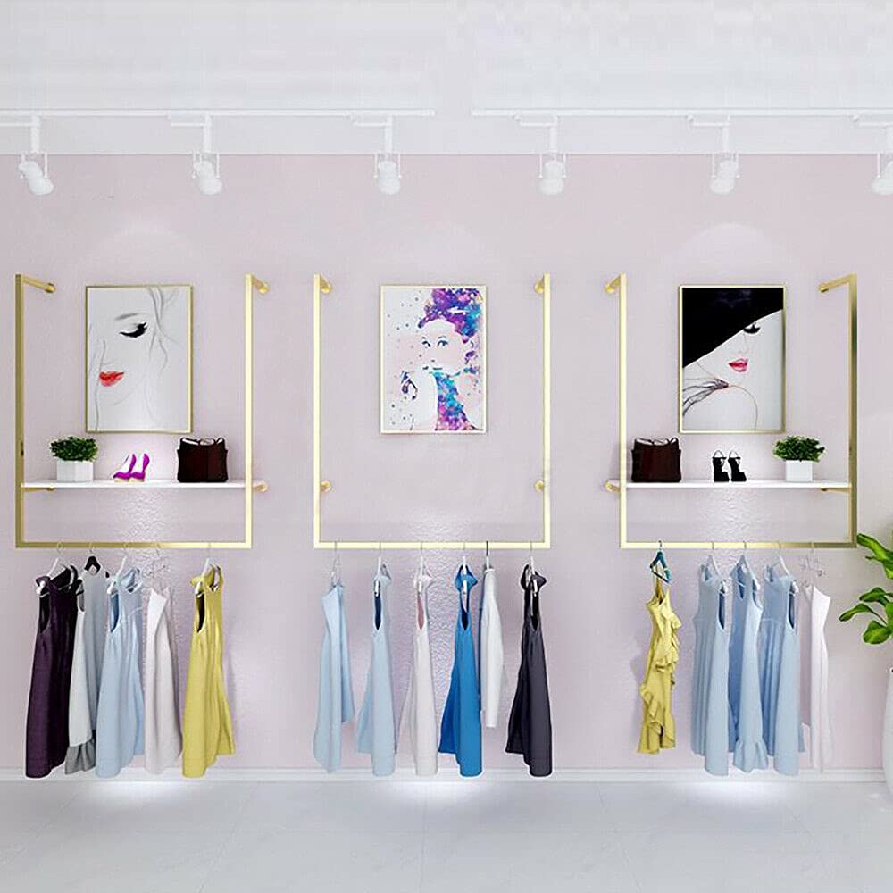 Wall Mounted Gold Clothes Rack - Heavy Duty Iron Garment Hanger for Home & Closet Organization - Holds 75kg/165lbs - Perfect for Bedroom, Laundry Room & Small Space Storage