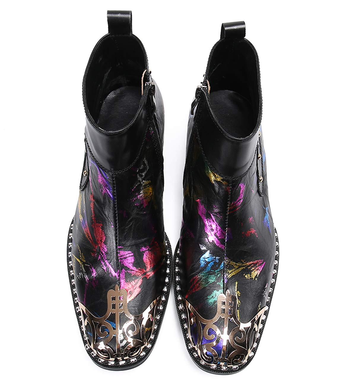 Santimon Men's Western Leather Chelsea Boots with Metal Toe & Zipper - Stylish Dress Boots for Casual & Formal Occasions