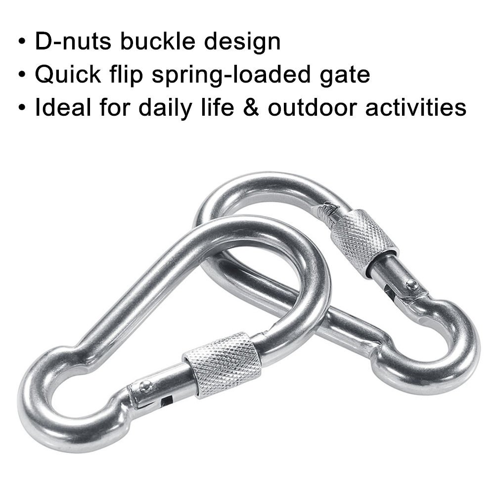 Heavy Duty 316 Stainless Steel Screw Lock Carabiner Hooks - PROND Locking Carabiners for Rock Climbing, Hiking, Camping & Outdoor Gear Safety