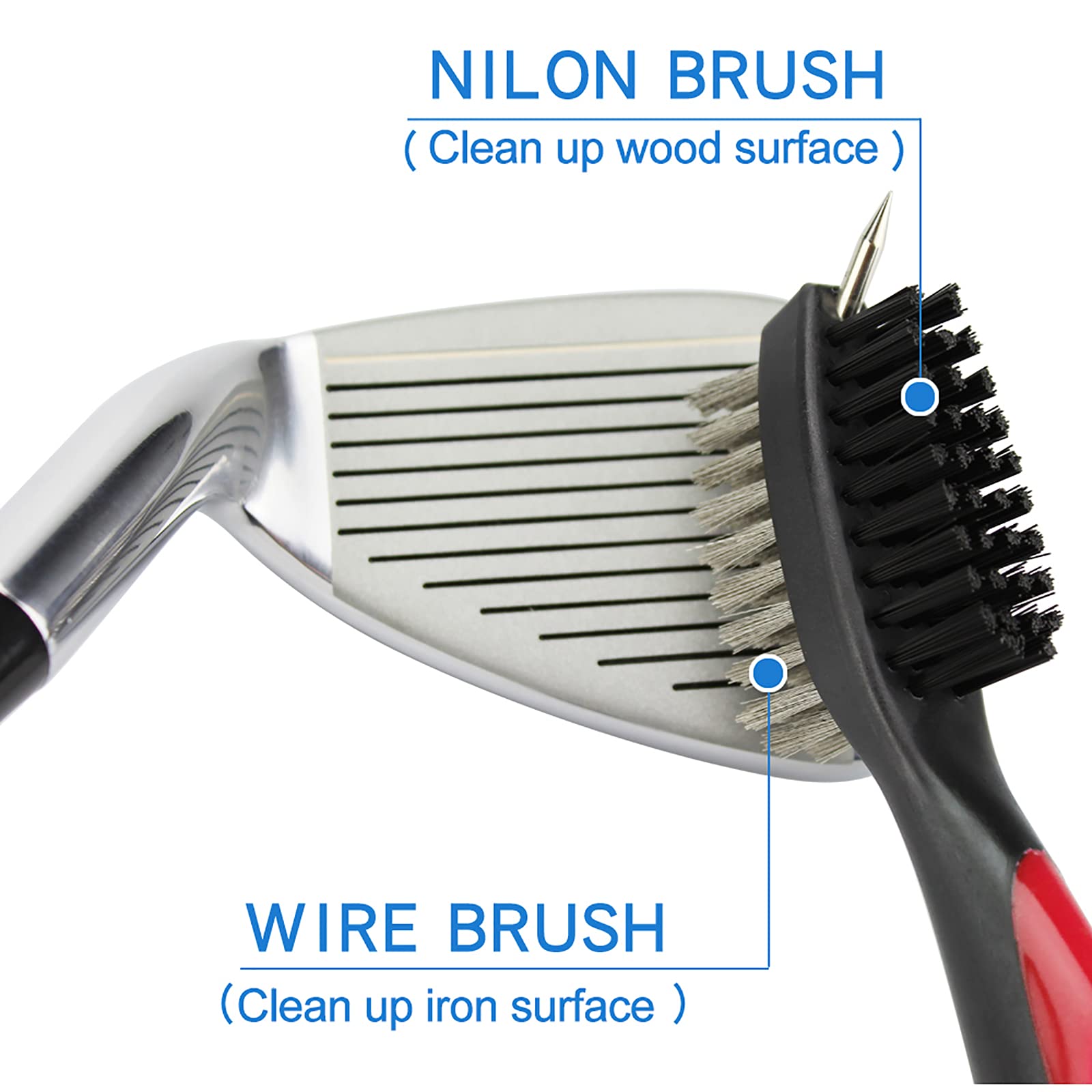 VIPMOON Golf Club Groove Sharpener Tool - Retractable Golf Brush & Cleaner with Aluminum Carabiner for Wedge & Irons (U/V Grooves) | Durable Golf Accessories for Men | Perfect for Course Maintenance & Pre-Game Preparation