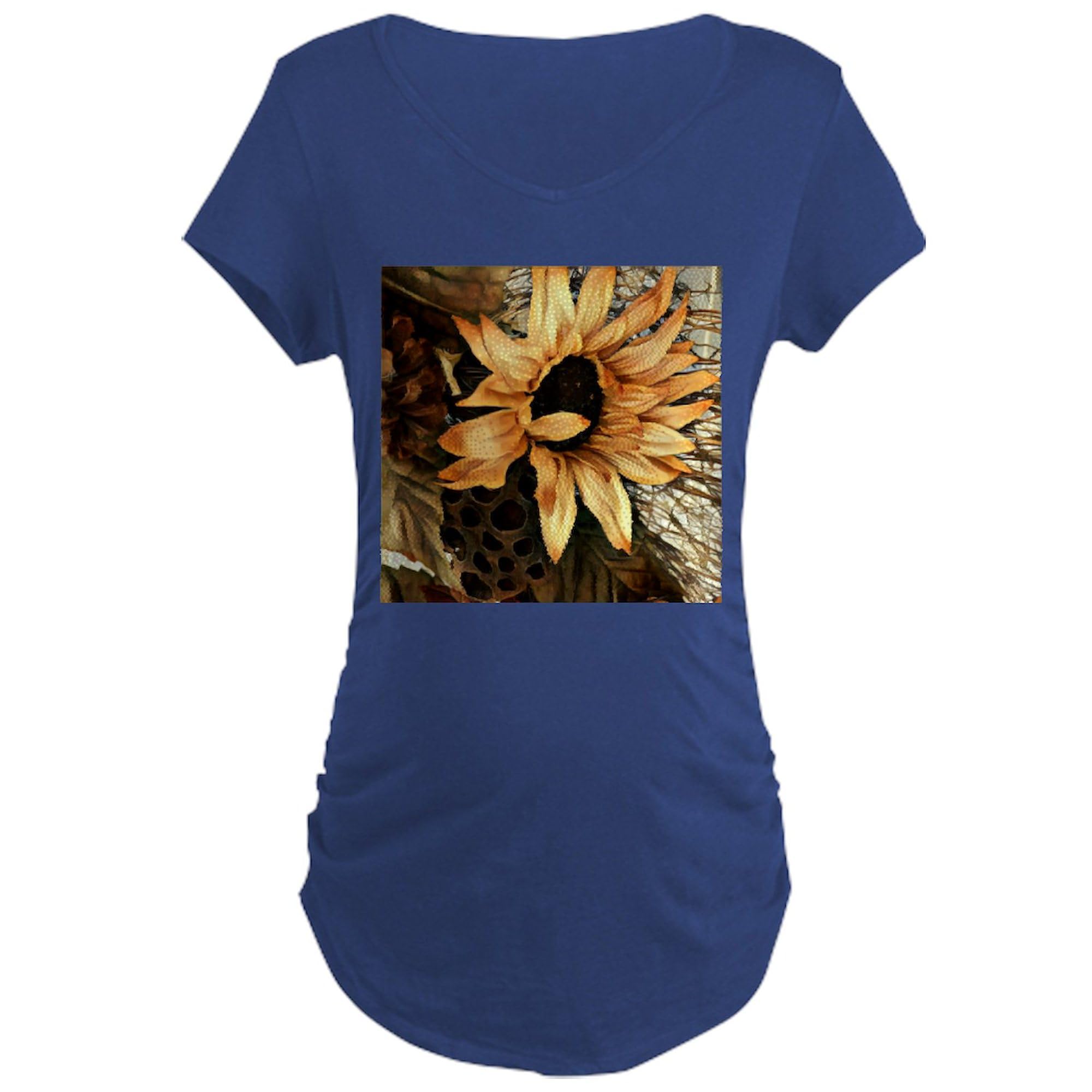Sunflower Maternity T-Shirt for Women - Stretchy Ruched Side Pregnancy Top for Comfort & Style | Perfect for Baby Showers, Maternity Photos & Everyday Wear