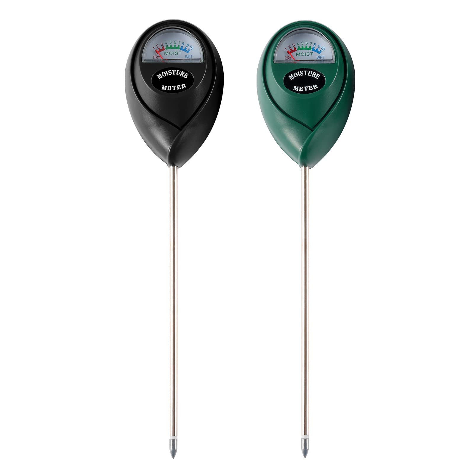 2 Packs Soil Moisture Meter - Plant Water Tester for Indoor & Outdoor House Plants, Garden, Lawn, Farm - No Battery Required Soil Test Kit (Black & Green) - Perfect for Gardening, Houseplant Care, and Agriculture Monitoring