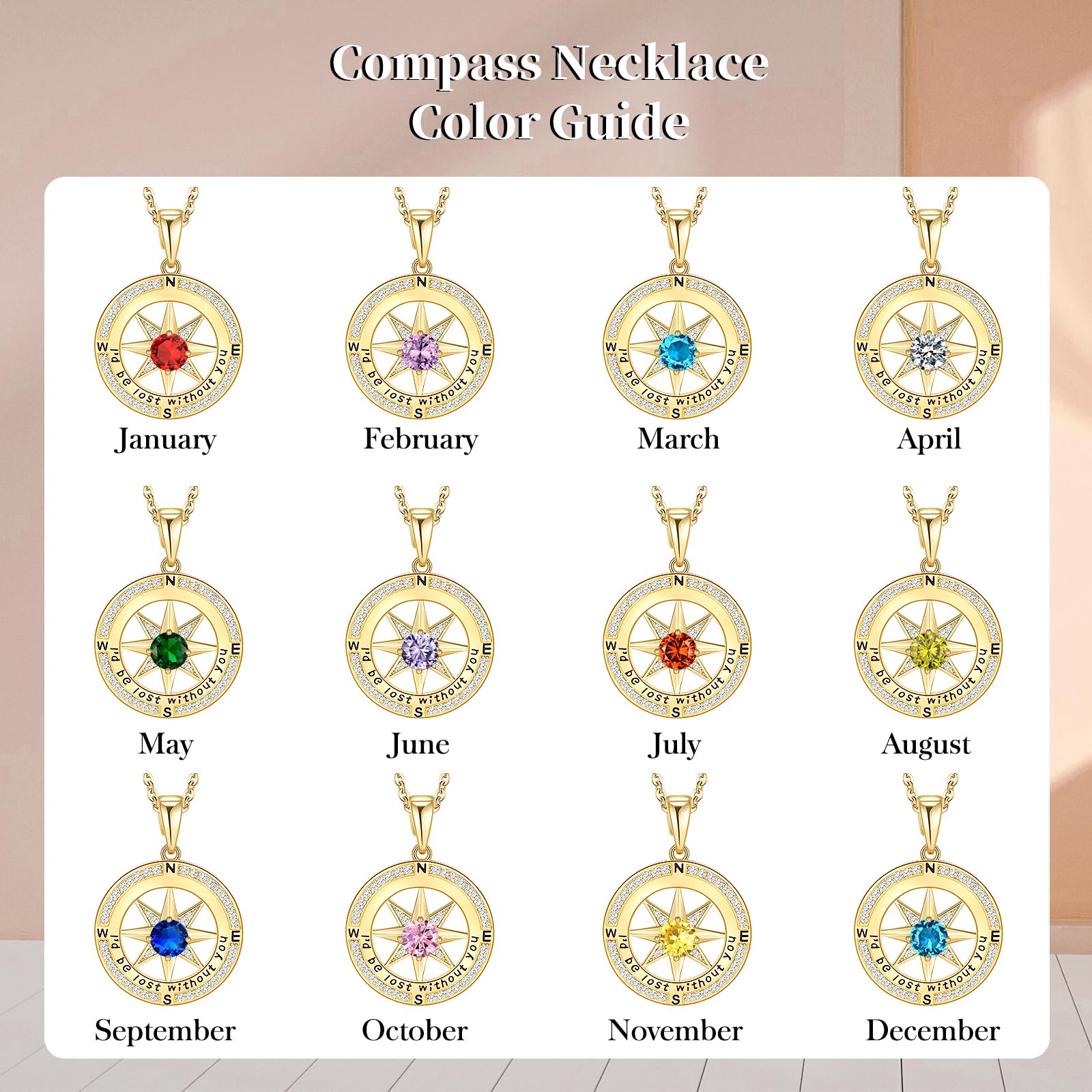 Elegant Gold Compass Necklace for Women - Perfect Anniversary & Birthday Gift Idea for Wife, Her, Girlfriend - Great for Travel, Adventure & Everyday Wear Jewelry