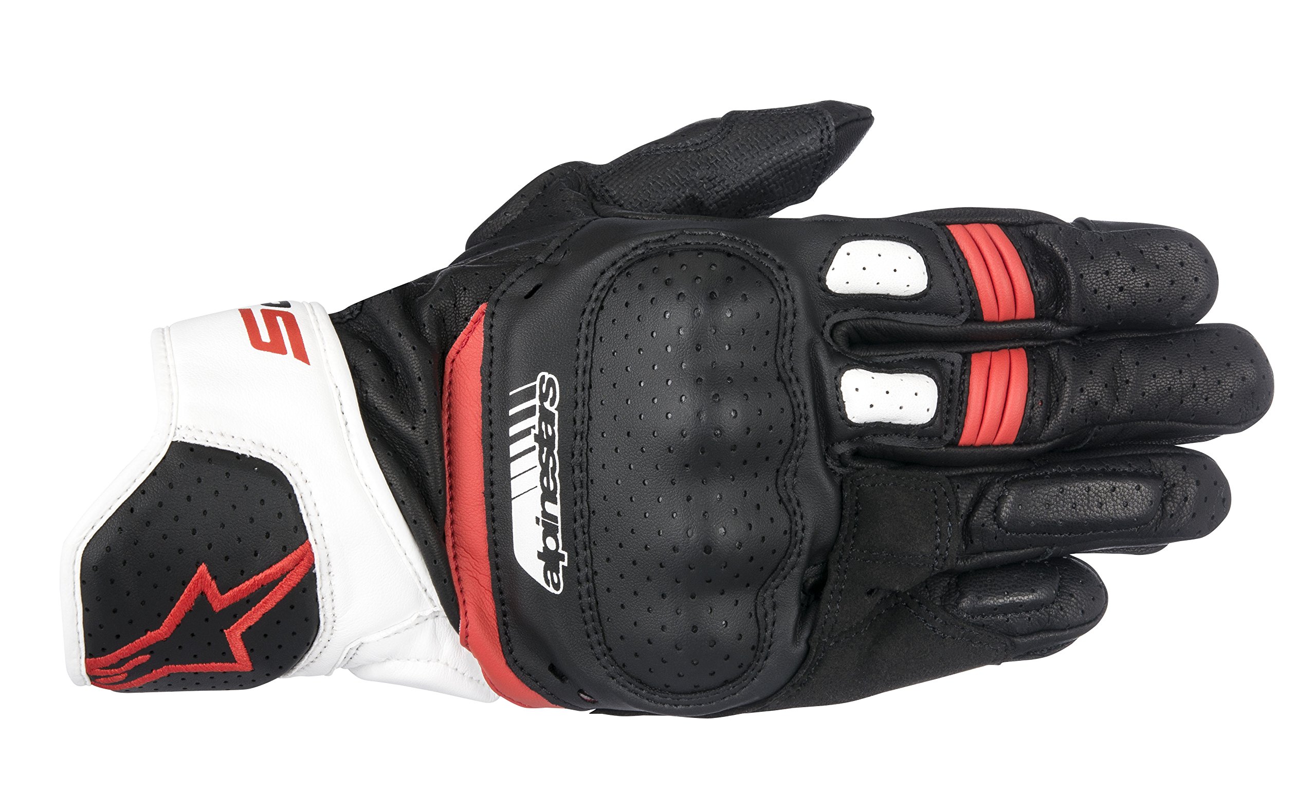 Alpinestars SP-5 Men's Street Motorcycle Gloves - Black/White/Red - Medium Size - Durable Protective Gloves for Riding, Commuting & Urban Motorcycle Adventures