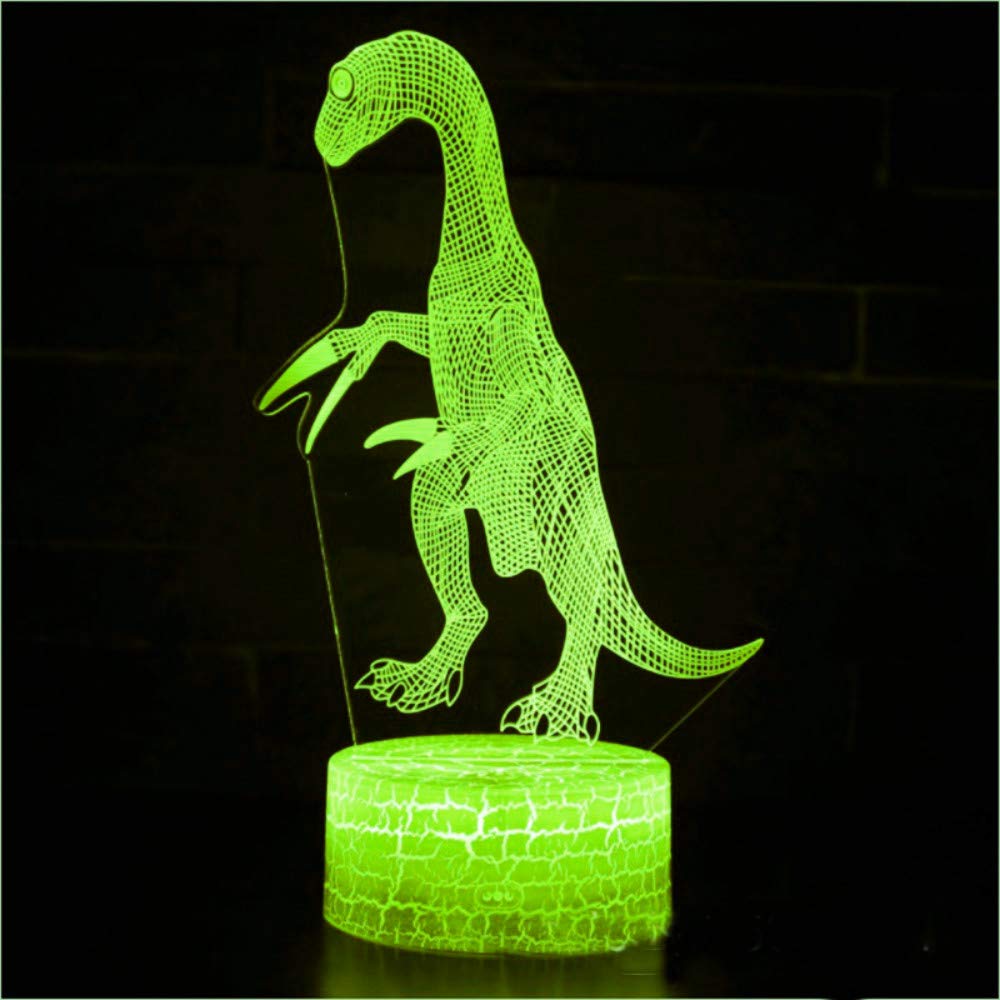 3D Dinosaur Night Light LED Touch Lamp - 7 Color Changing Optical Illusion Table Lamp for Kids Room, Birthday Gift, Christmas Decor, Home Office Desk Lighting
