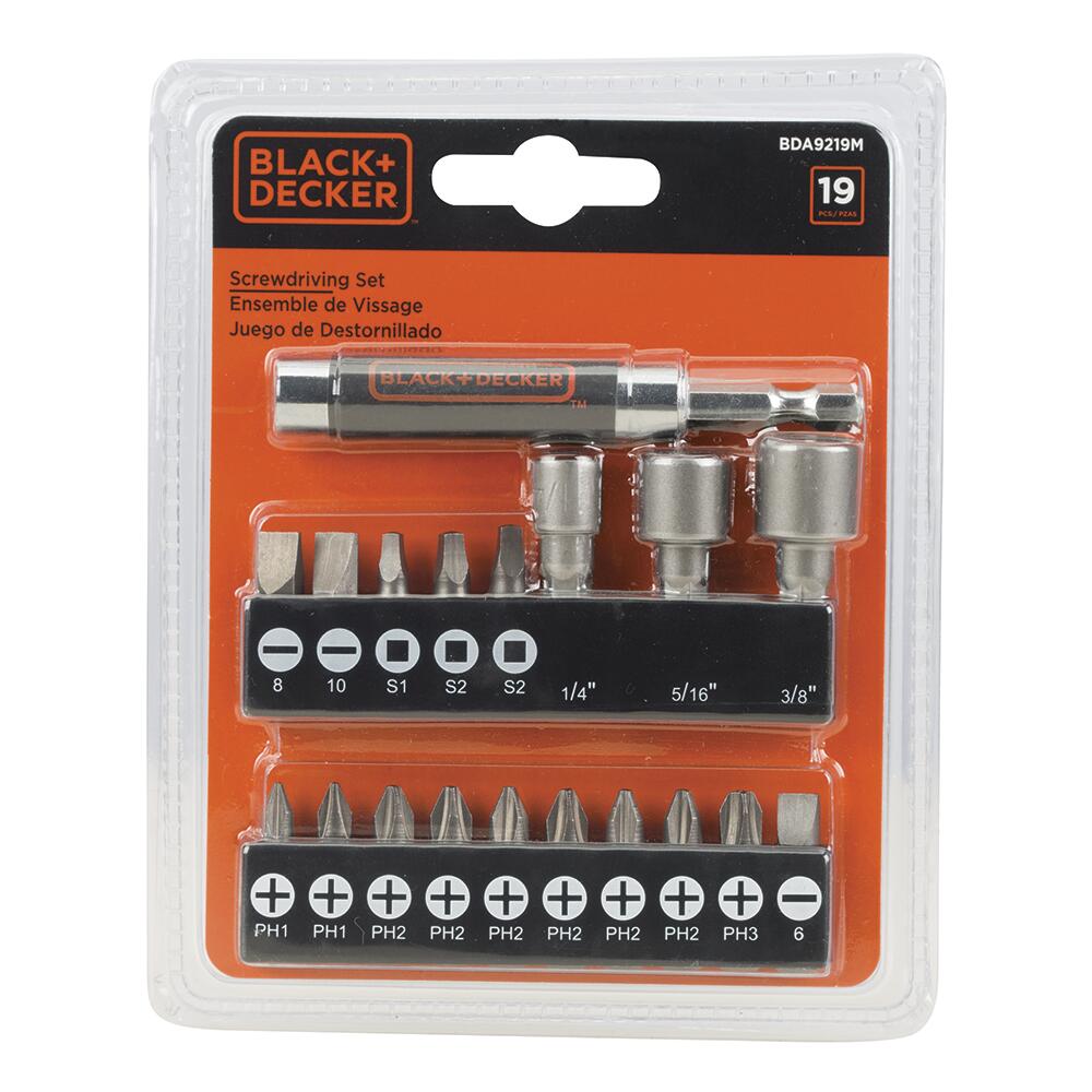 BLACK + DECKER 19-Piece Screwdriving Set with Magnetic Tips - BDA9219M | Complete Home & DIY Tool Kit for Furniture Assembly, Electronics Repair & Household Maintenance