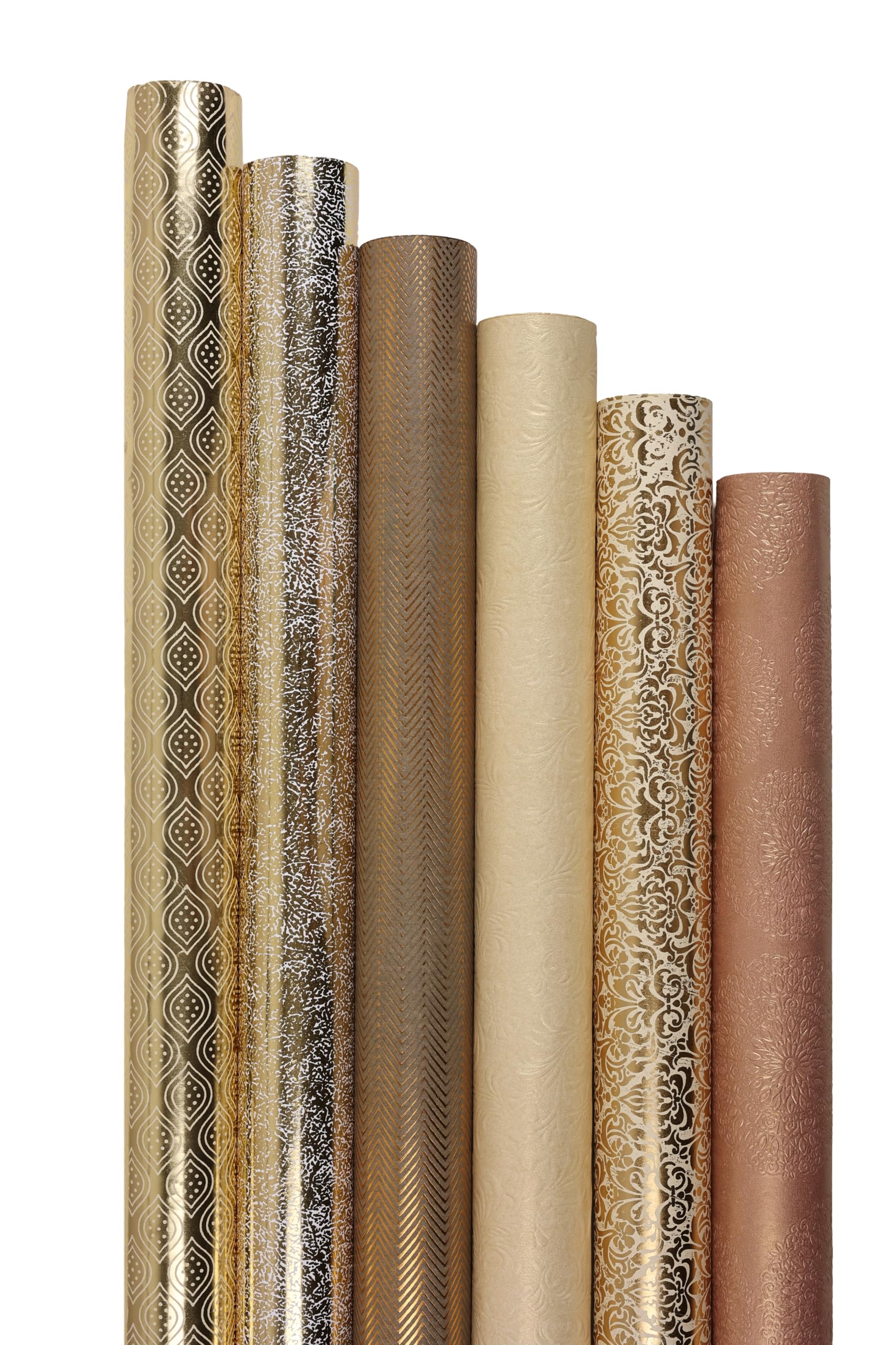 Premium Gift Wrapping Paper Sheets (Gold, Pack of 6) - Includes Tags, Ribbon Bows & Confetti - Perfect for Birthday, Wedding, Anniversary Gifts - Elegant Holiday Present Wrapping Supplies for Christmas, Baby Shower & Special Occasions