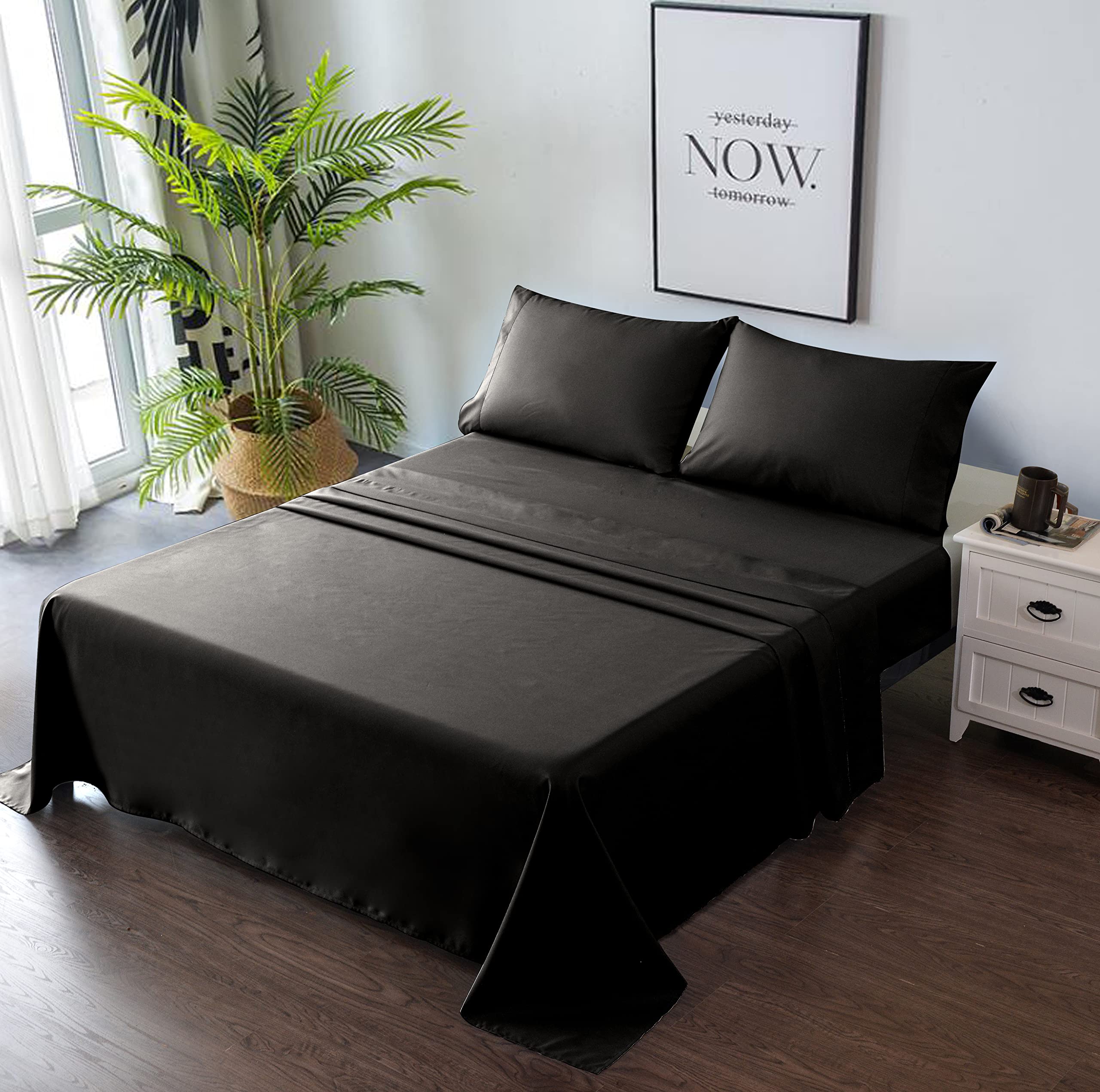 Premium 4-Piece Empire Home Bed Sheet Set - Breathable, Soft & Easy Care - Deep Pocket Fits King Size Mattress - Perfect for Luxury Bedrooms & Guest Rooms (Black)