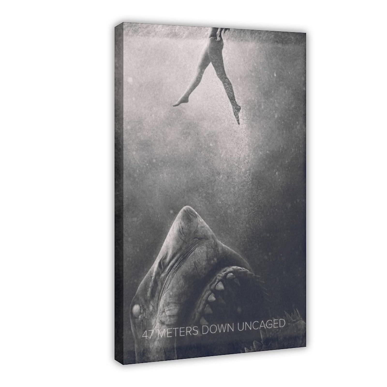 47 Meters Down Uncaged Movie Poster Canvas Print - 20x30 Inches (50x75cm) - Stylish Wall Art for Bedroom, Office & Home Decor - Perfect Gift for Movie Lovers & Adventure Fans