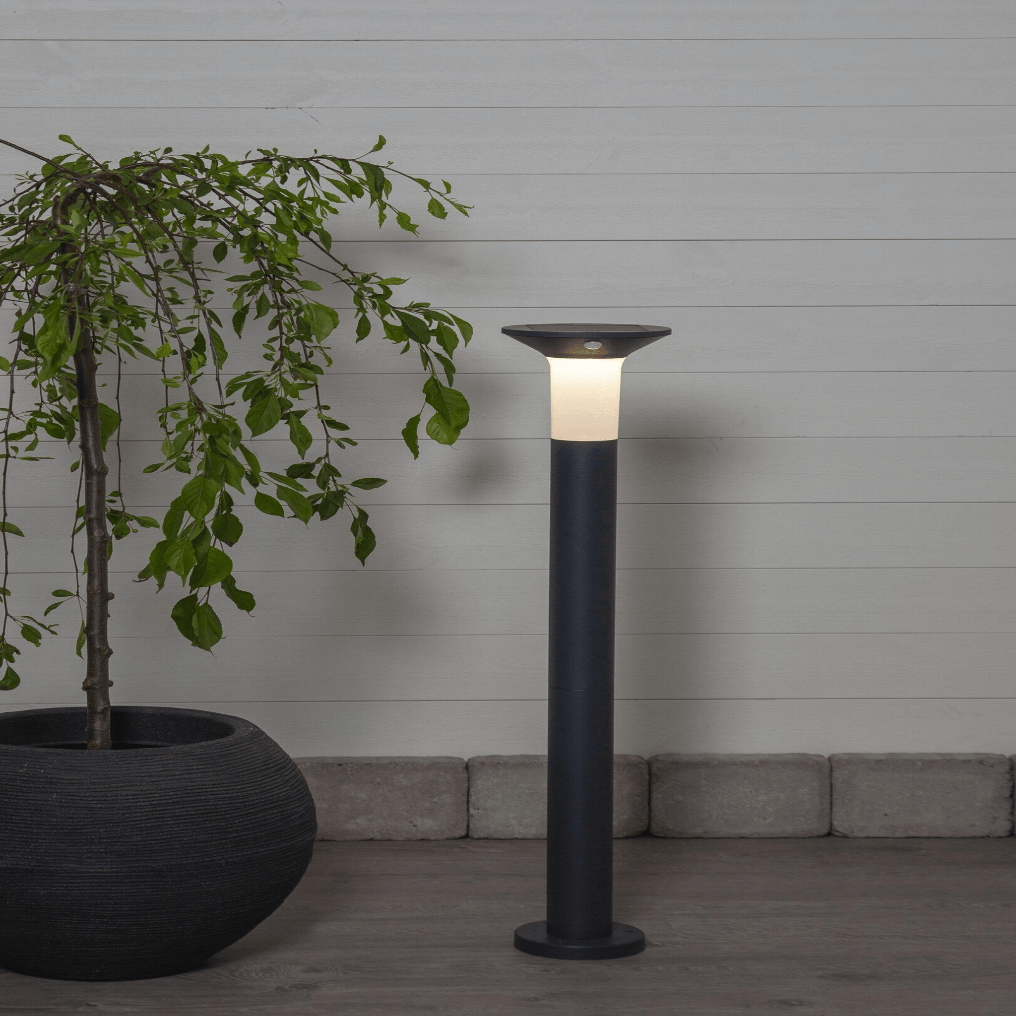 Eglo Corbezzola Grey Solar LED IP44 Outdoor Bollard Path Light - Waterproof Garden Landscape Lighting for Walkways, Driveways, and Patios