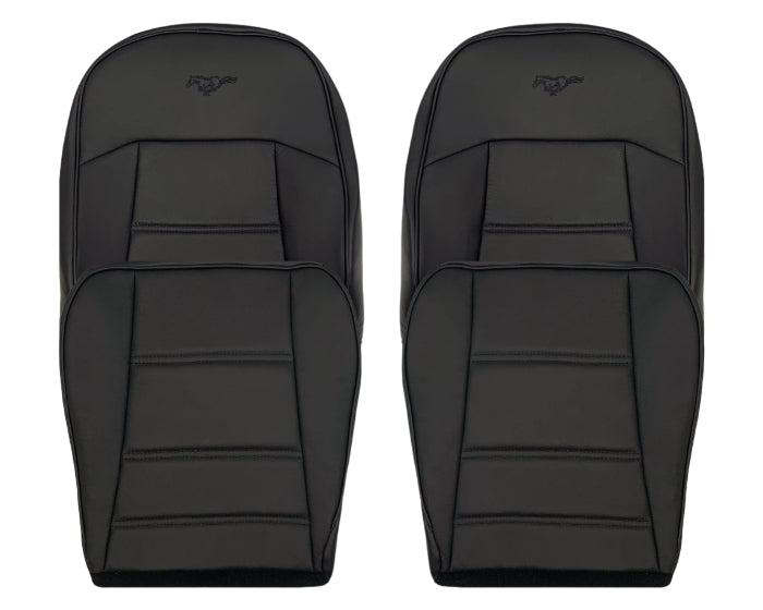 1999-2004 Ford Mustang V6 Replacement Seat Covers - Ebony Black Leather/Cloth Options | Perfect for Car Restoration & Customization