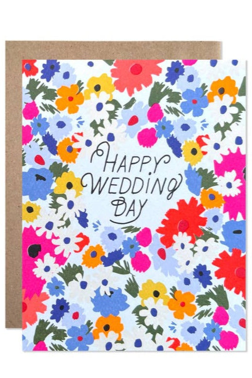 Happy Wedding Day Garden Card - Elegant Greeting Card for Weddings, Anniversaries & Special Occasions - Perfect for Outdoor Ceremonies, Bridal Showers & Romantic Celebrations