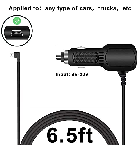 Dual USB Car Charger for Dash Cam - Mini USB & USB-A Ports, 6.5FT Fast Charging Cable Compatible with Garmin, APEMAN, Rexing, AKASO & More Dash Cams - Perfect for Road Trips, Commuting & Uber/Lyft Drivers
