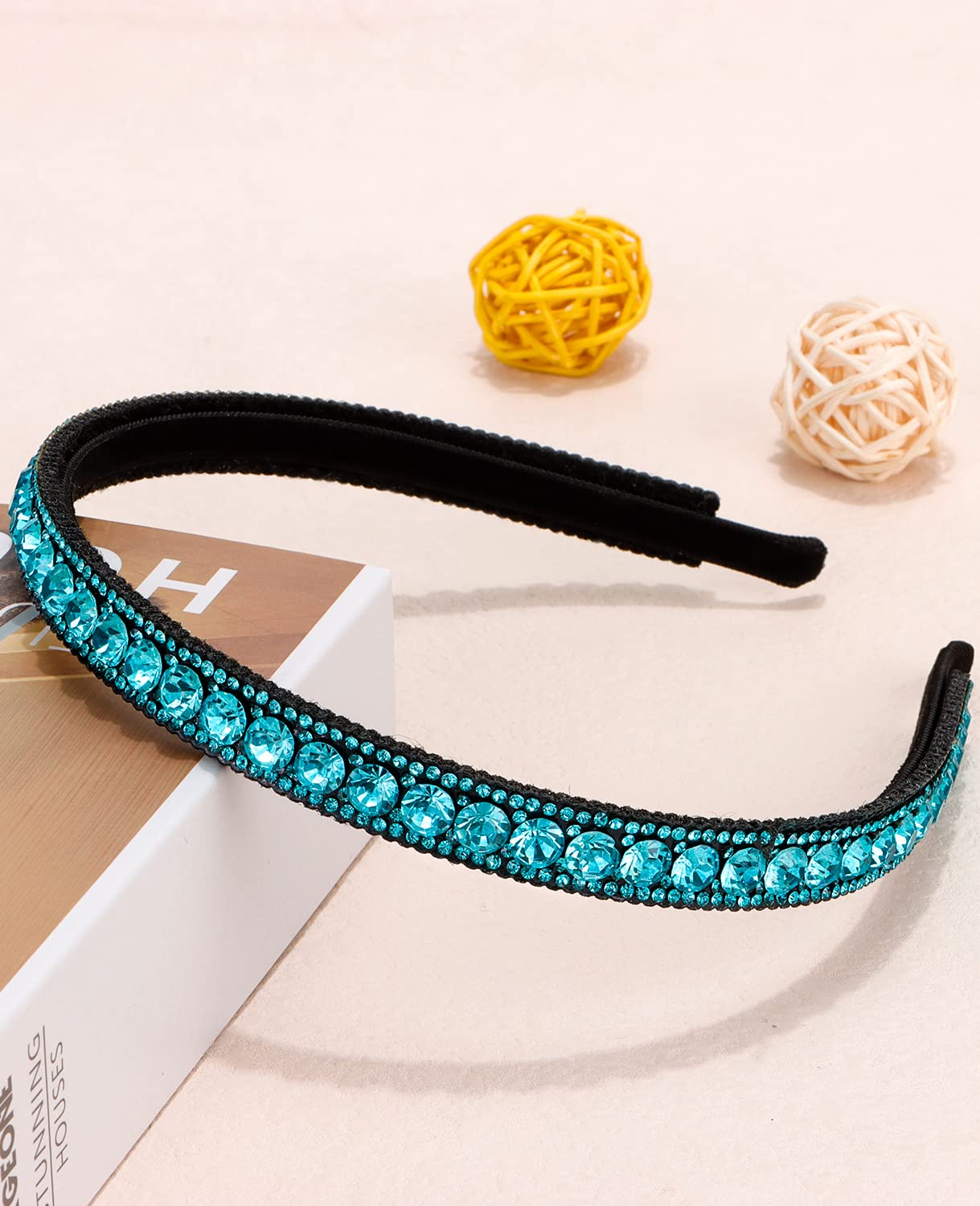 Wecoe Blue Rhinestone Headband for Women - Sparkly Diamond Hair Band | Elegant Accessory for Birthday, Wedding, Bridal, Holiday & Special Occasions | Perfect Gift for Her