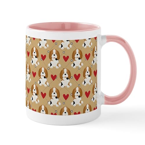 White/Pink Inside - Beagle Heart Patt Mugs
