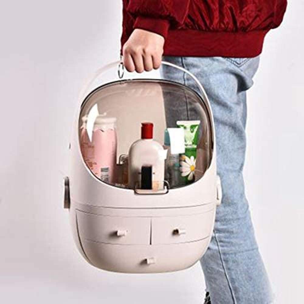 White 3-Drawer Clamshell Makeup Organizer with Curved Design - Perfect for Lipstick, Jewelry & Cosmetic Storage - Ideal for Dressing Table, Vanity & Bathroom Organization