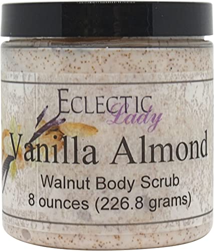 Vanilla Almond Walnut Body Scrub by Eclectic Lady - 8 oz Natural Exfoliating Scrub for Soft, Smooth Skin - Perfect for Spa Day & Self-Care Routine