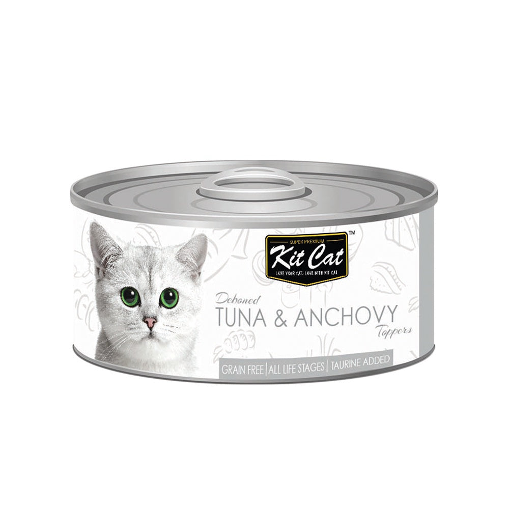 Premium Kit Cat Deboned Cat Food Topper - Savory Chicken & Tuna Flavor (80g) for Adult Cats & Kittens | Grain-Free Wet Food Supplement | Enhances Appetite & Nutrition - Perfect for Picky Eaters & Mealtime Enrichment