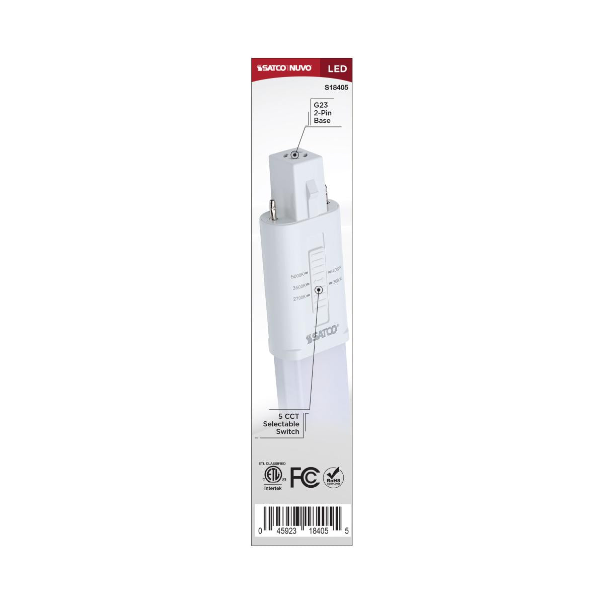 2 Pin PL LED Bulb 5W 500 Lumens - Ballast Bypass Compatible - 2700K|3000K|3500K|4000K|5000K Color Temperature - G23 Base - Energy Saving Light for Under Cabinet, Vanity Mirror, and Small Fixtures