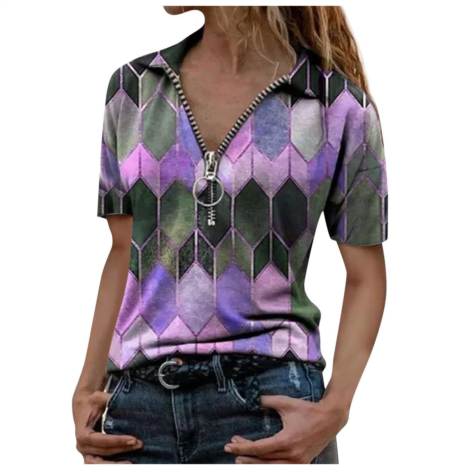 FABIURT Women's Casual & Dressy Tops - Striped Short Sleeve T-Shirts, Printed Blouses & Tunics for Summer | Workout, Office & Everyday Wear