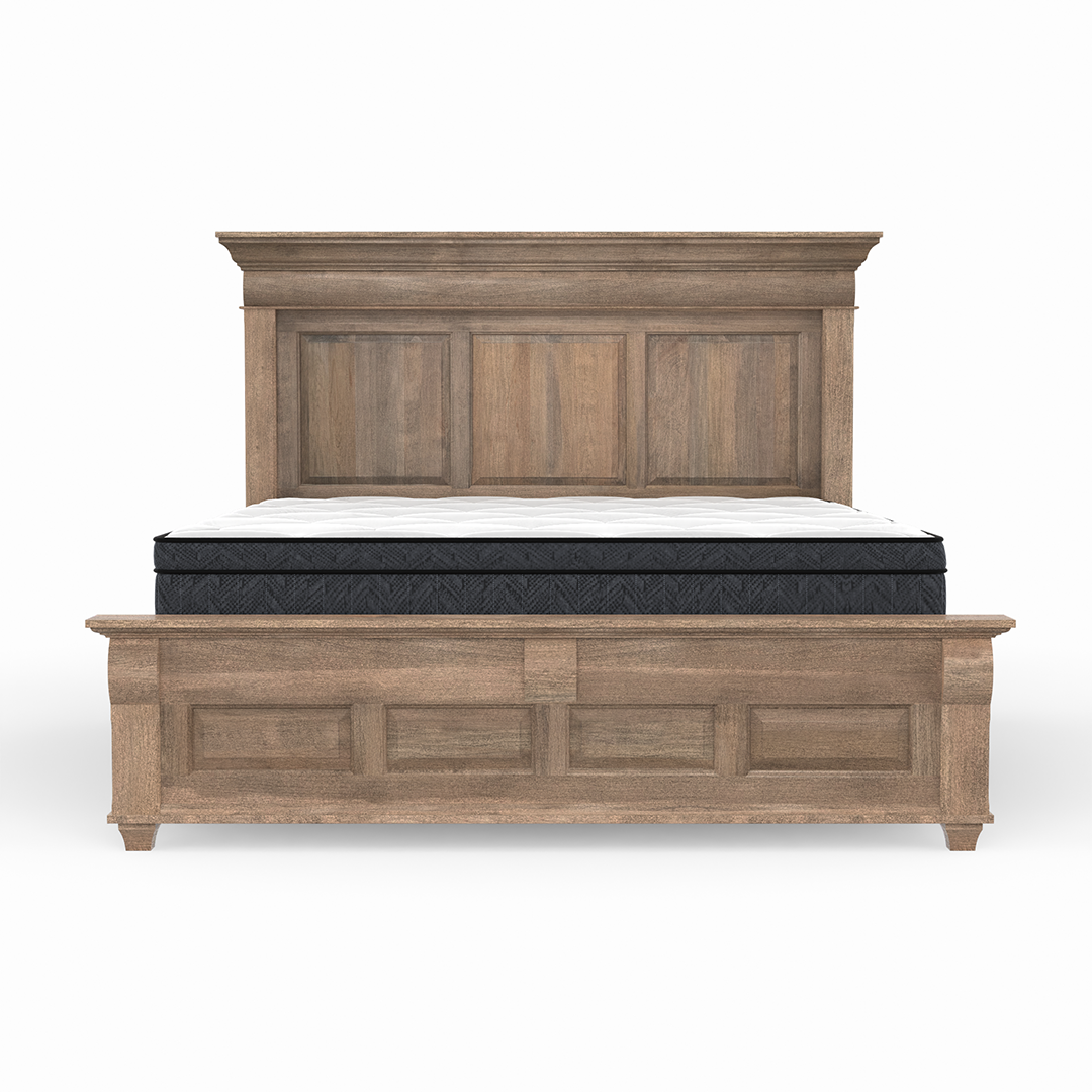 Bartlett Island Bed - Queen Size Wooden Platform Bed Frame with Headboard - Modern Minimalist Bedroom Furniture for Small Spaces & Apartments - Perfect for Guest Rooms, Dorms, and Cozy Bedrooms