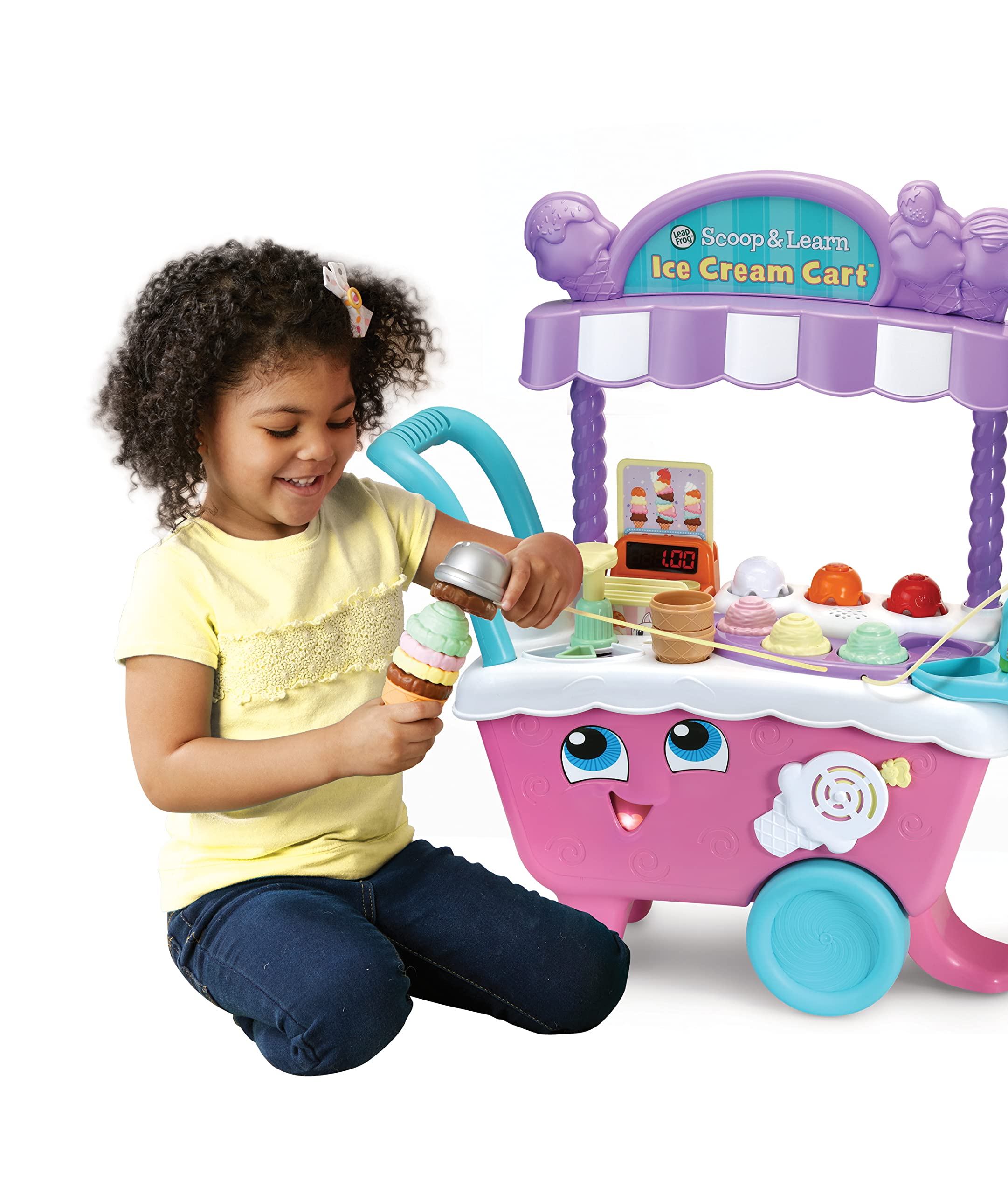 LeapFrog Scoop & Learn Ice Cream Cart - Pink, 8.5 x 20.3 x 24.9 inches (VTech 600753) - Educational Toy for Toddlers Ages 2+ | Pretend Play, Fine Motor Skills & Color Learning | Amazon Exclusive