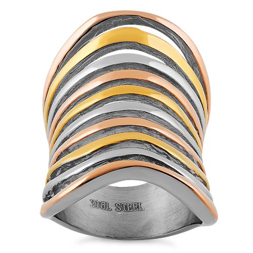 Trendy Stainless Steel Wave Ring for Women - Multi Color Stackable Boho Jewelry - Perfect for Everyday Wear, Beach Outfits & Layering