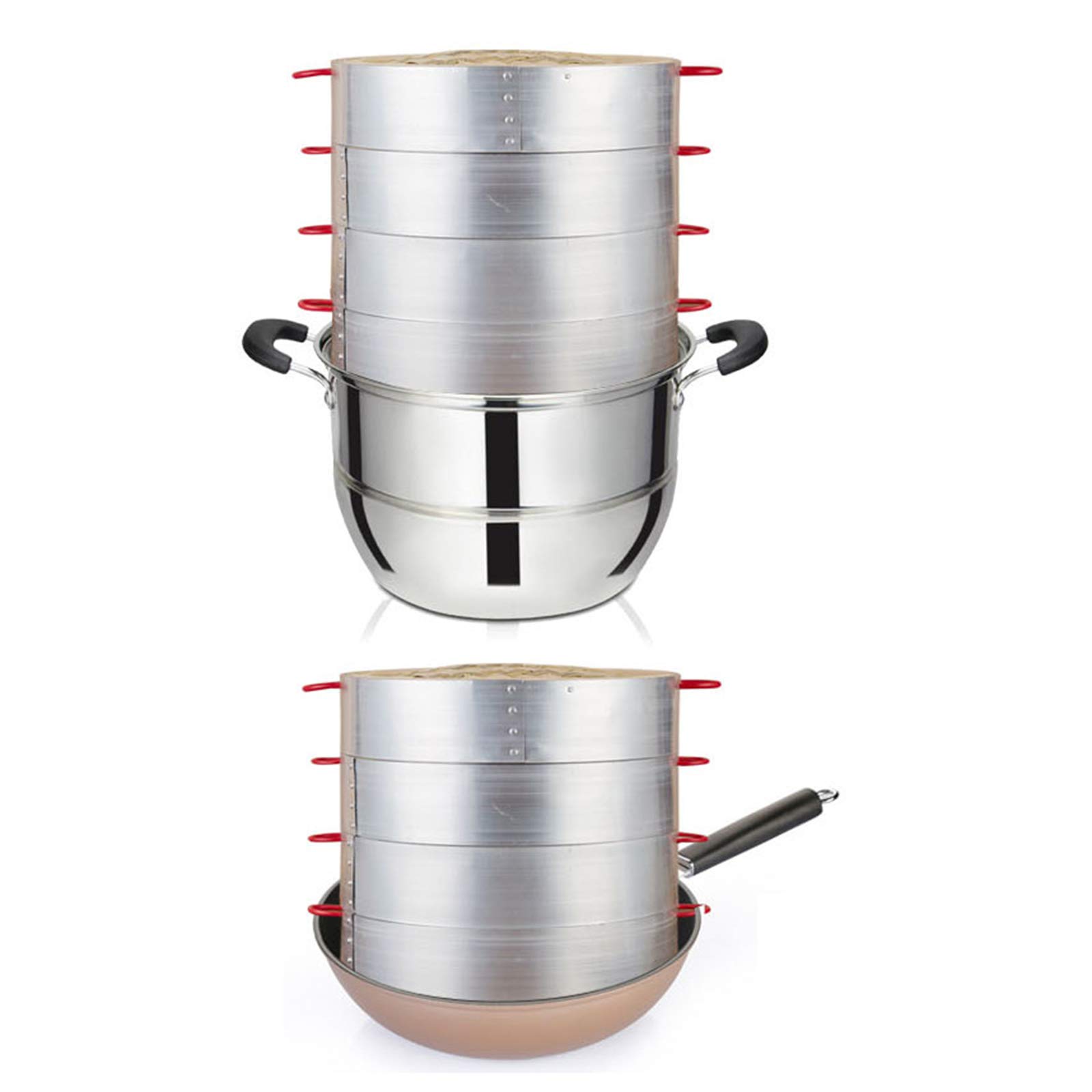 2-Tier Square Bamboo Steamer with Lid - Traditional Basket Design for Healthy Cooking - 6 Inch Cookware Tool - Perfect for Dumplings, Buns & Asian Cuisine