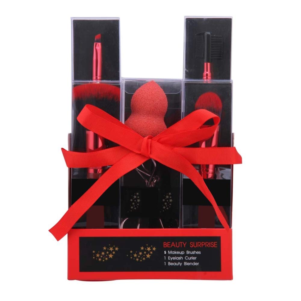 Professional Adbeni Beauty Surprise Kit - 12-Piece Makeup Brush Set with Beauty Blender & Eyelash Curler | Vegan Cruelty-Free Makeup Tools for Foundation, Contouring & Eye Makeup | Perfect for Travel & Professional Makeup Artists