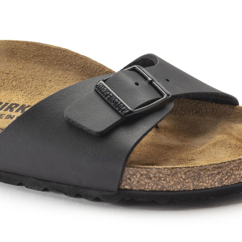 Women's Madrid Birko Flor Black Sandals - Comfortable & Stylish Slip-On Shoes for Casual Wear, Walking, and Travel
