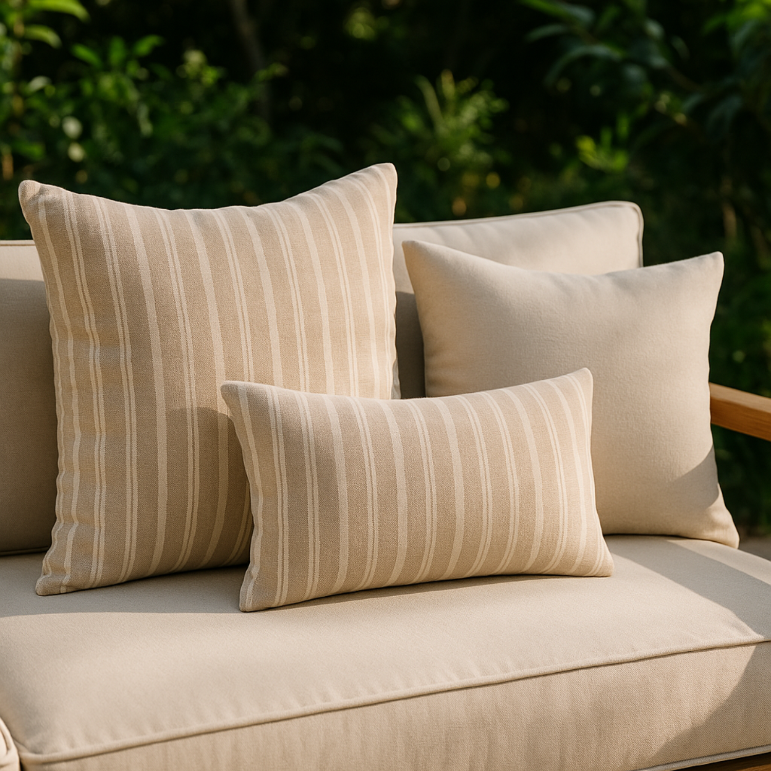 Comfortable Striped Outdoor Kidney Pillow for Patio, Lounge & Poolside Relaxation - Water-Resistant & Durable Support