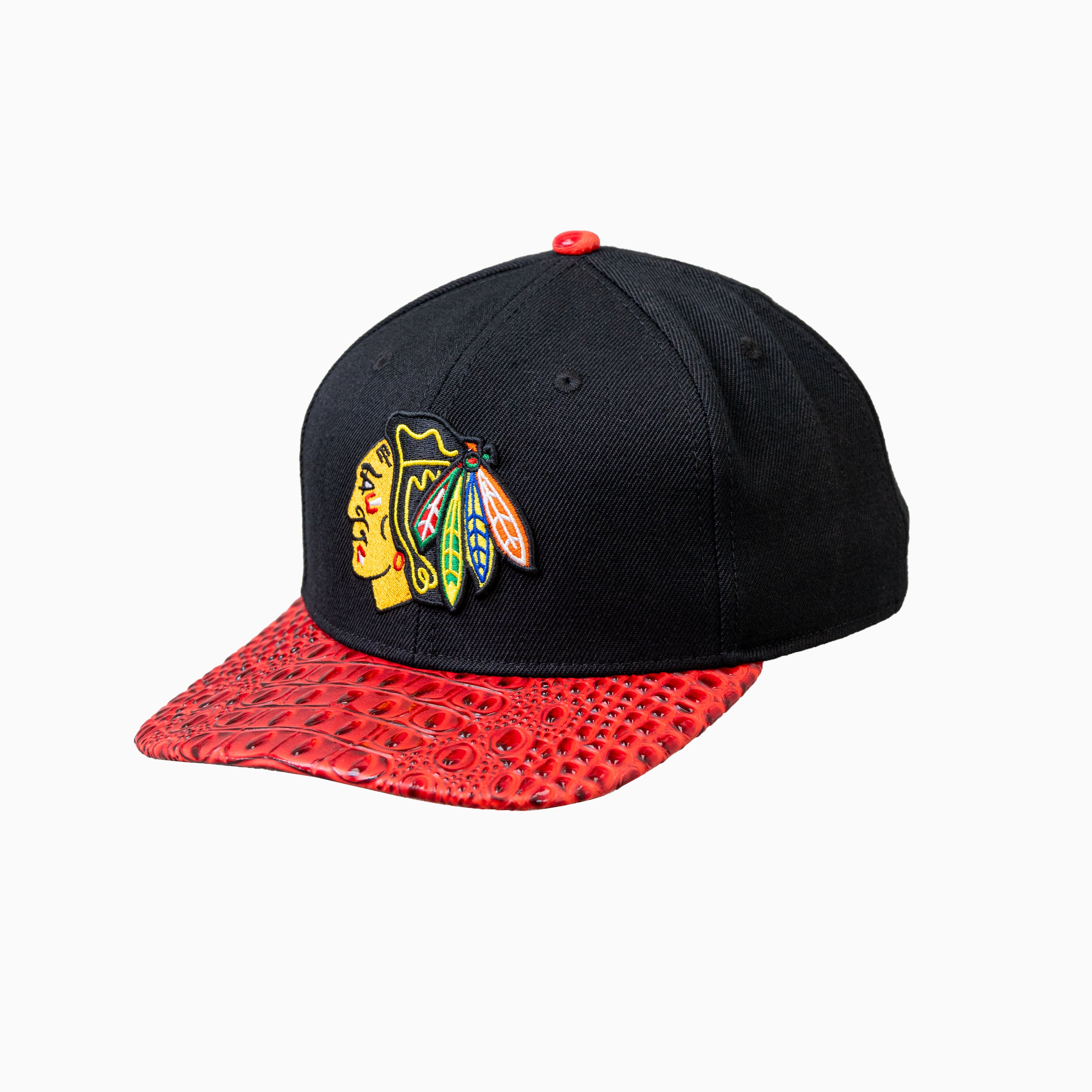 Chicago Blackhawks NHL Official Leather Visor Snapback Hat - Adjustable Baseball Cap for Men & Women - Perfect for Sports Games, Casual Wear & Fan Collections